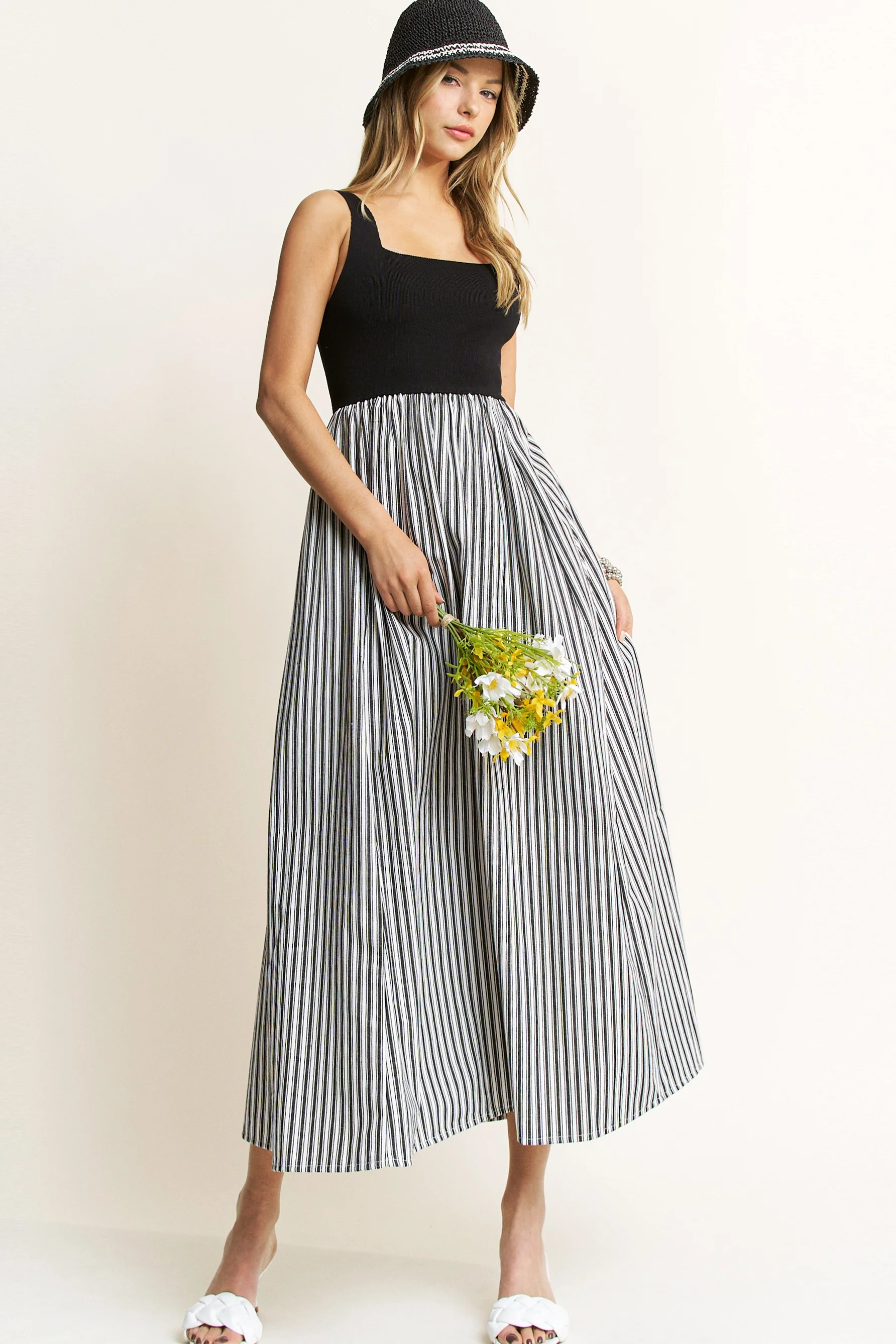 Derby Days Open Back Self Tie Stripe Maxi Dress