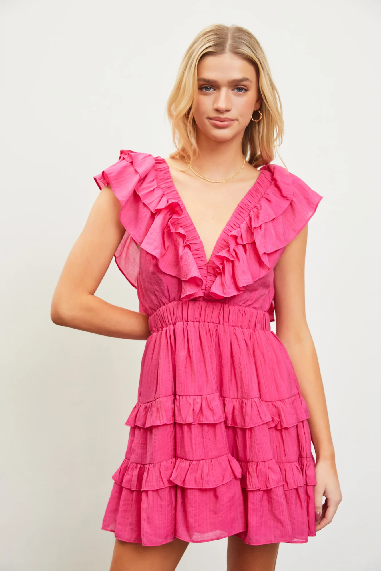 Summer Ruffle Top Dress in Fuchsia FINAL SALE