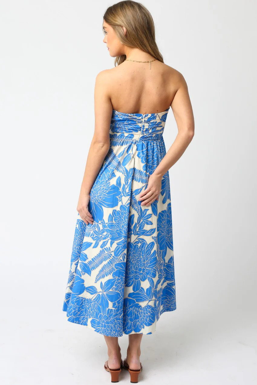 Blue Horizons Strapless Maxi Dress