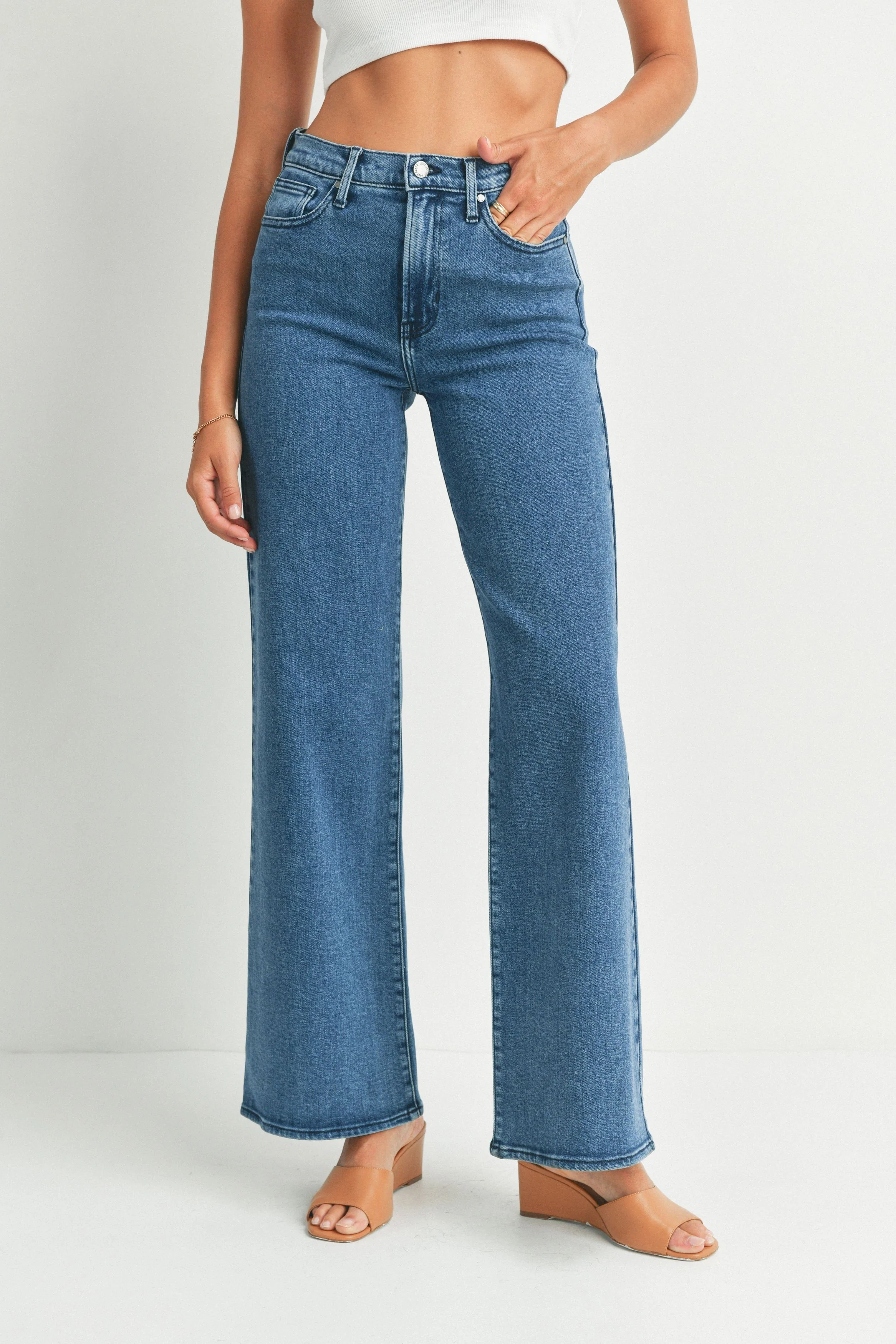 Delaney Wide Leg Palazzo Jean Medium Denim