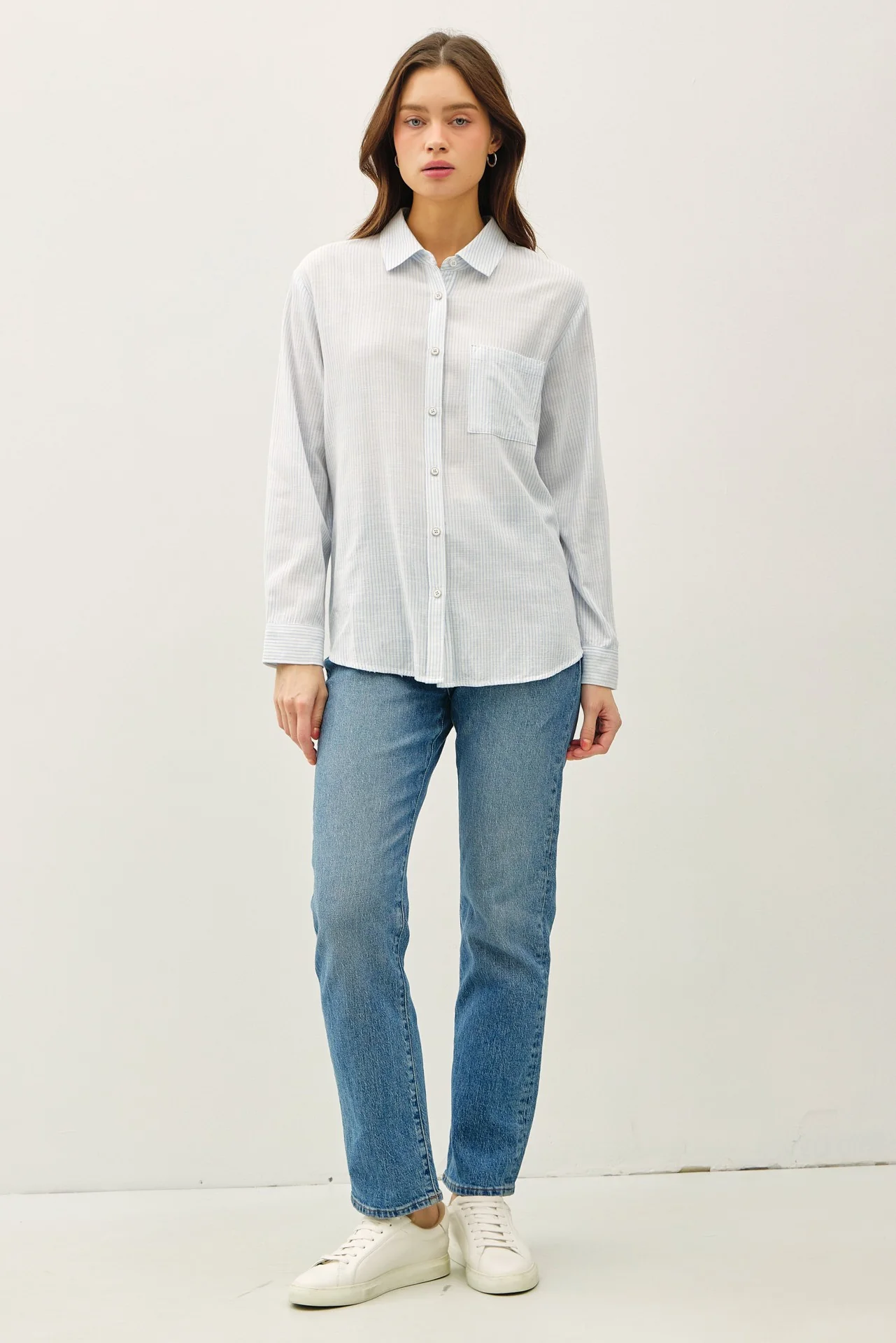 Baby Blue Classic Button Down Top