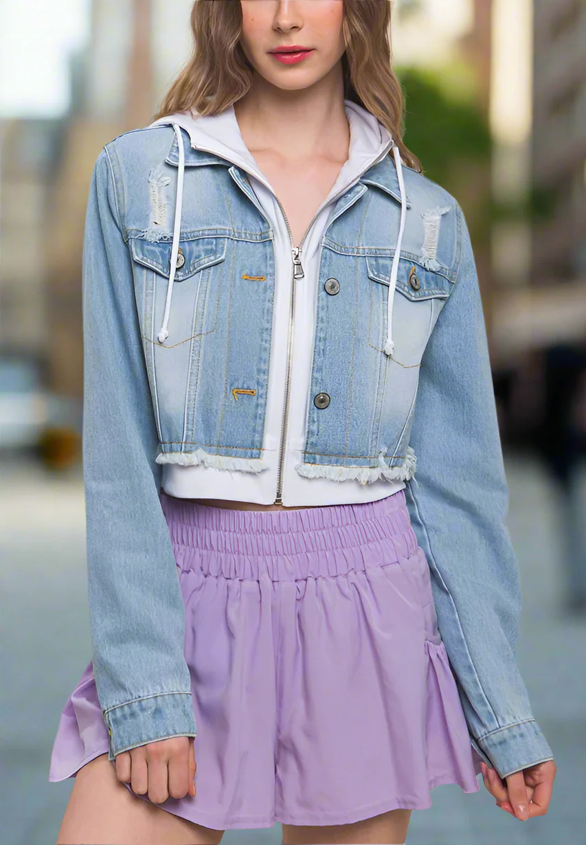 The City Cropped Layered Denim Jacket