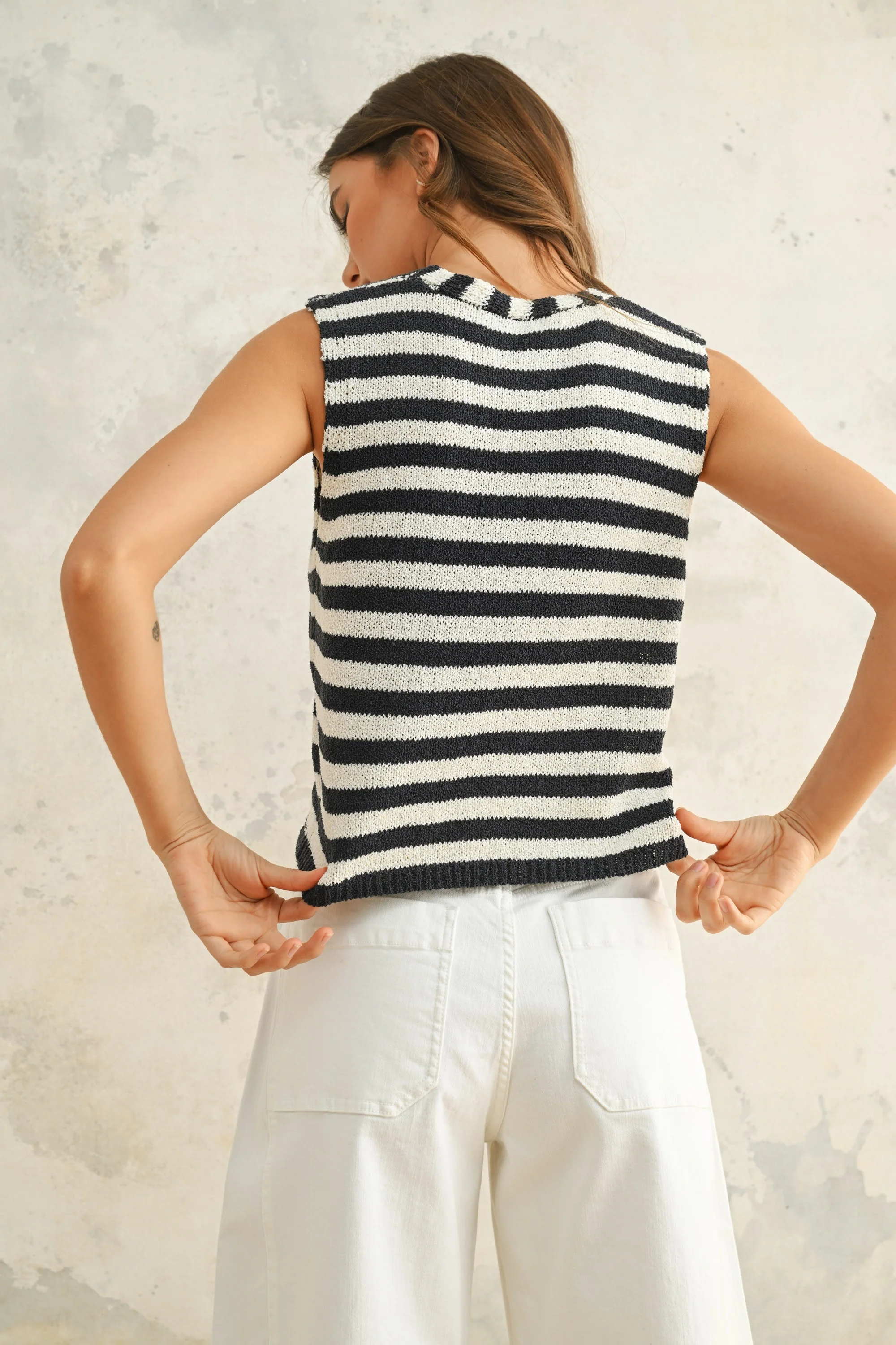 The Right Stripes Sweater Vest in Navy