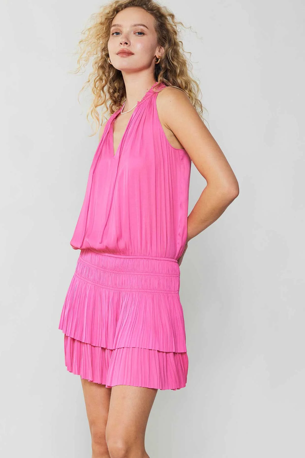 Francesca Drop Waist Sleeveless Mini Dress in Azelea