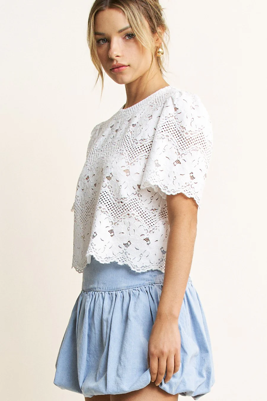 New Day Lace Short Sleeve Top