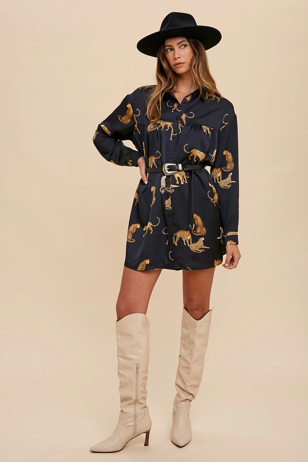 Running Wild Baby Doll Cheetah Dress in Black FINAL SALE