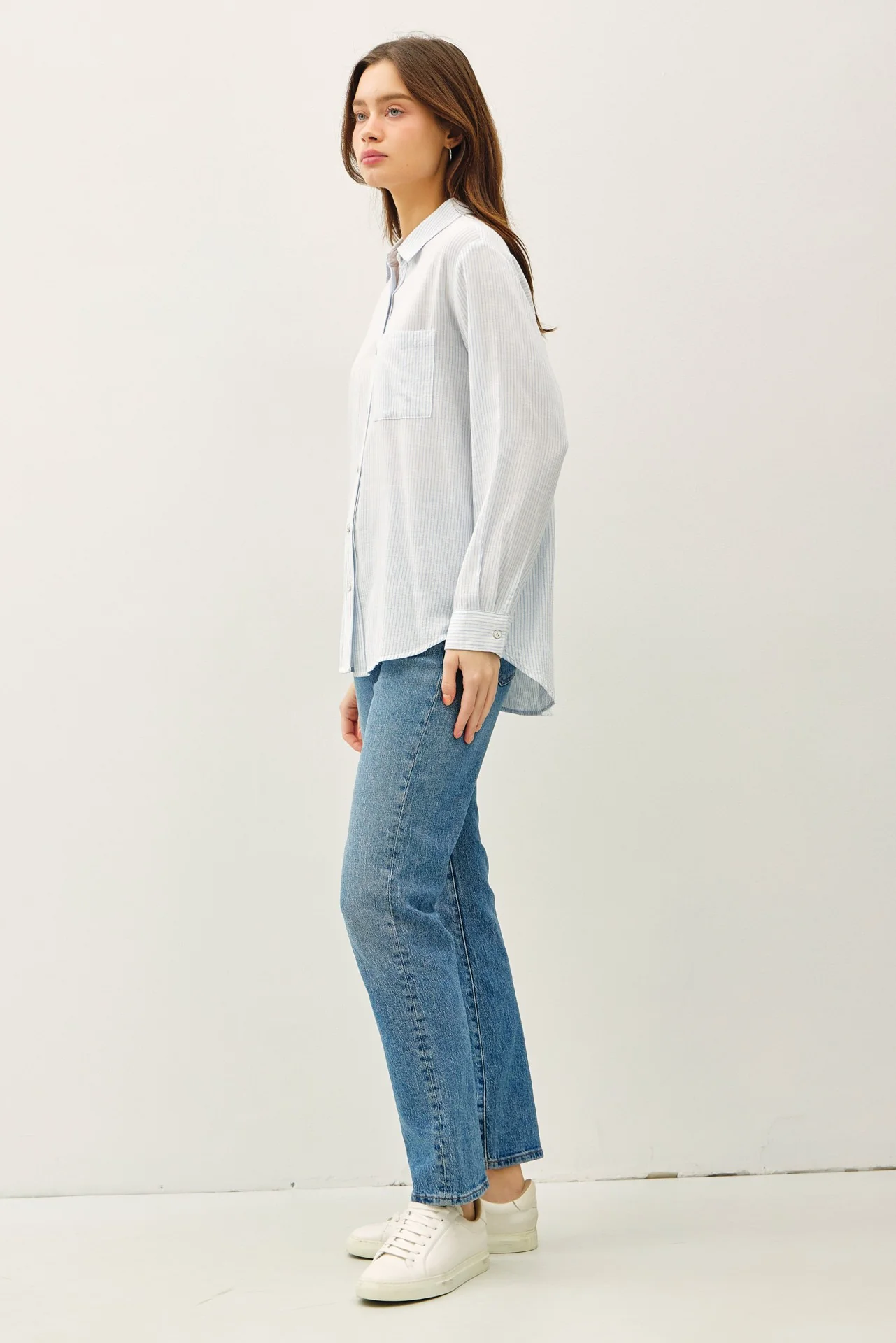 Baby Blue Classic Button Down Top