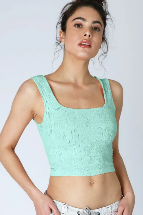 Look My Way Double Lace Square Crop Top MORE COLORS