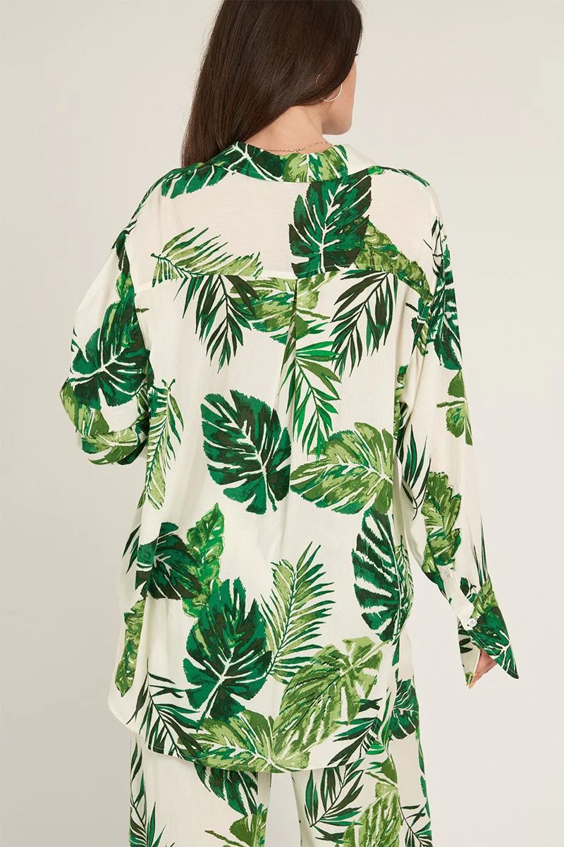 Palm Leaf Button Down Cover Up and Top