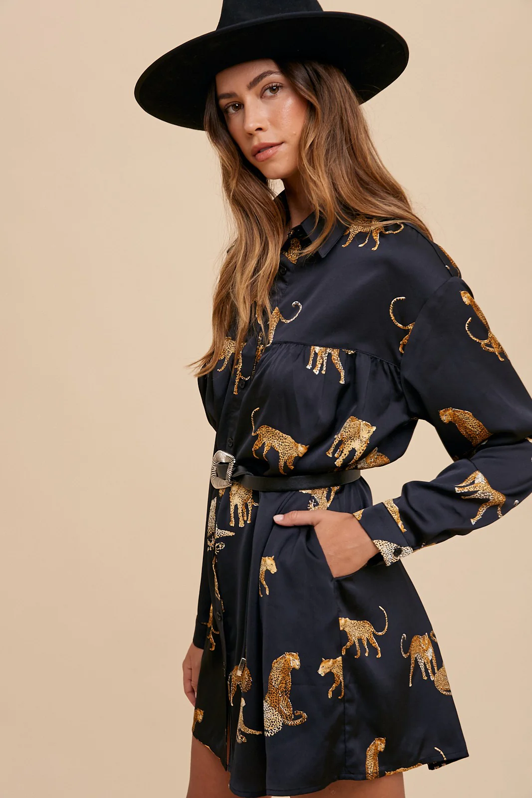 Running Wild Baby Doll Cheetah Dress in Black FINAL SALE