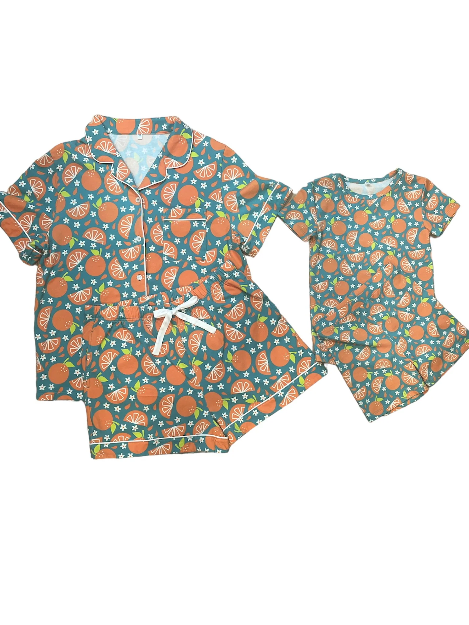 Mommy and Me Orange Squeeze Pajama Mommy Daughter Bundle