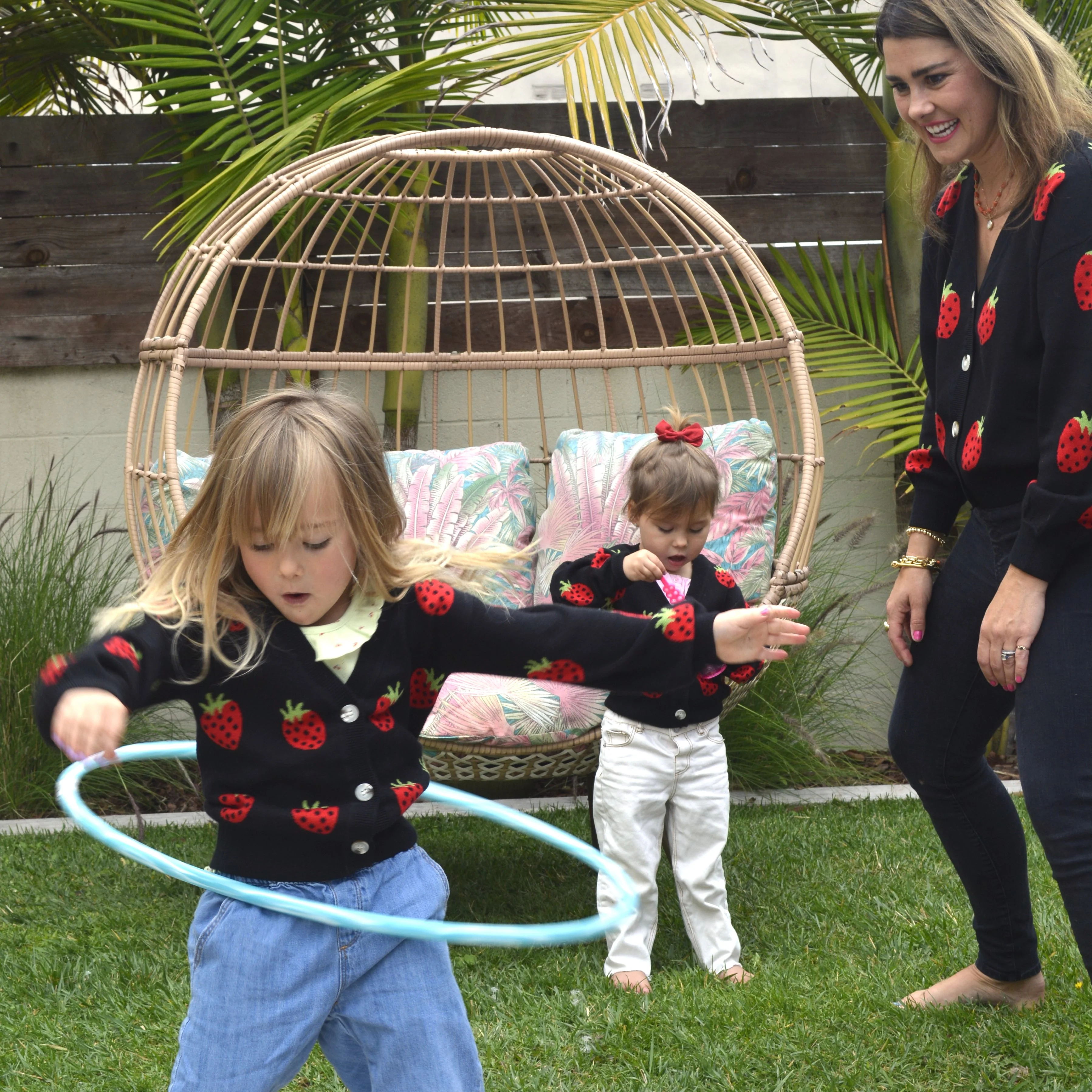 Mommy and Me Picking Strawberries Cardigan Sweater Mommy Daughter Bundle