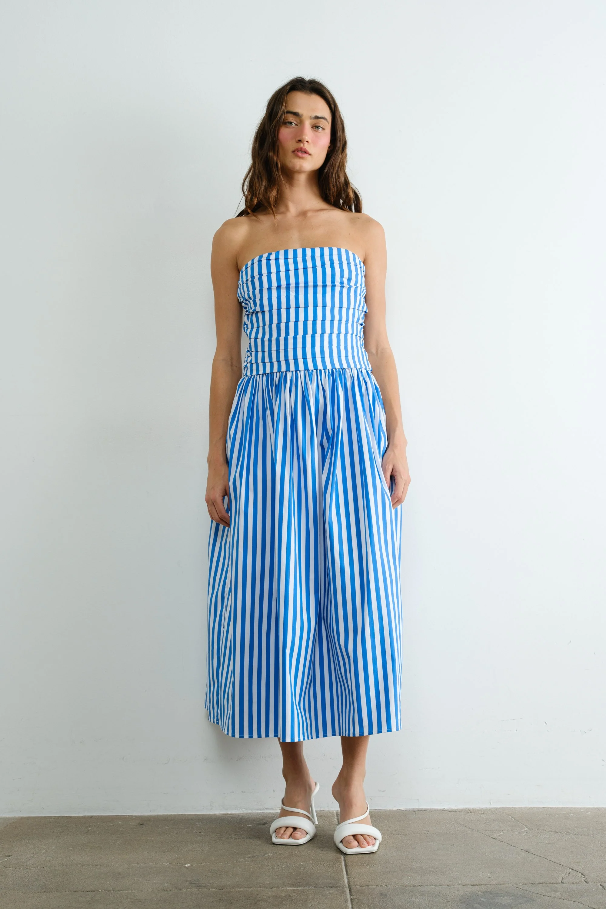 Beachside Striped Strapless Dress