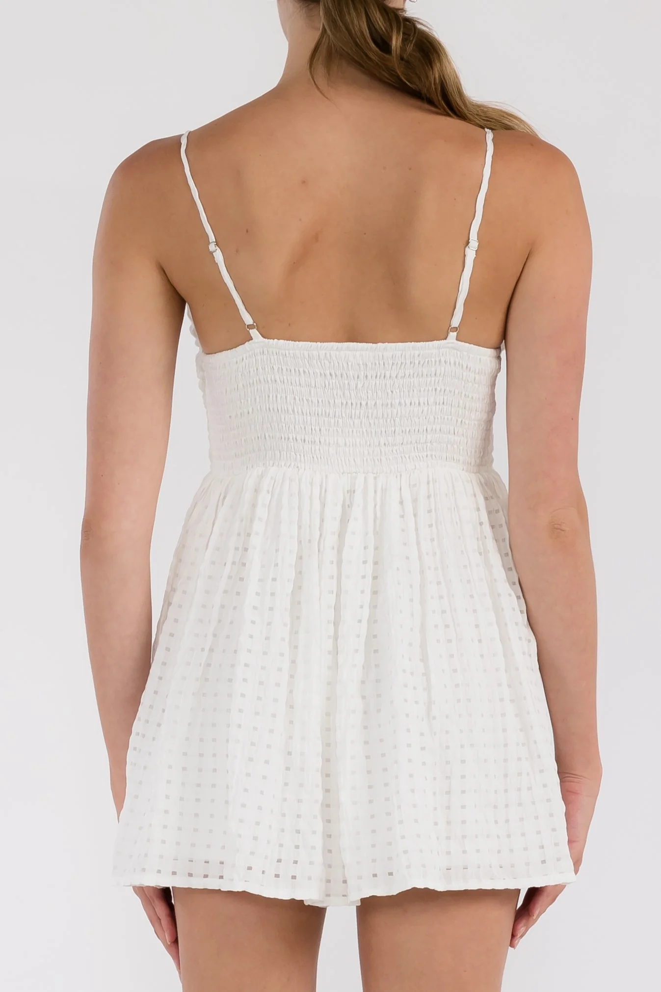 Annabelle White Square Texture Romper