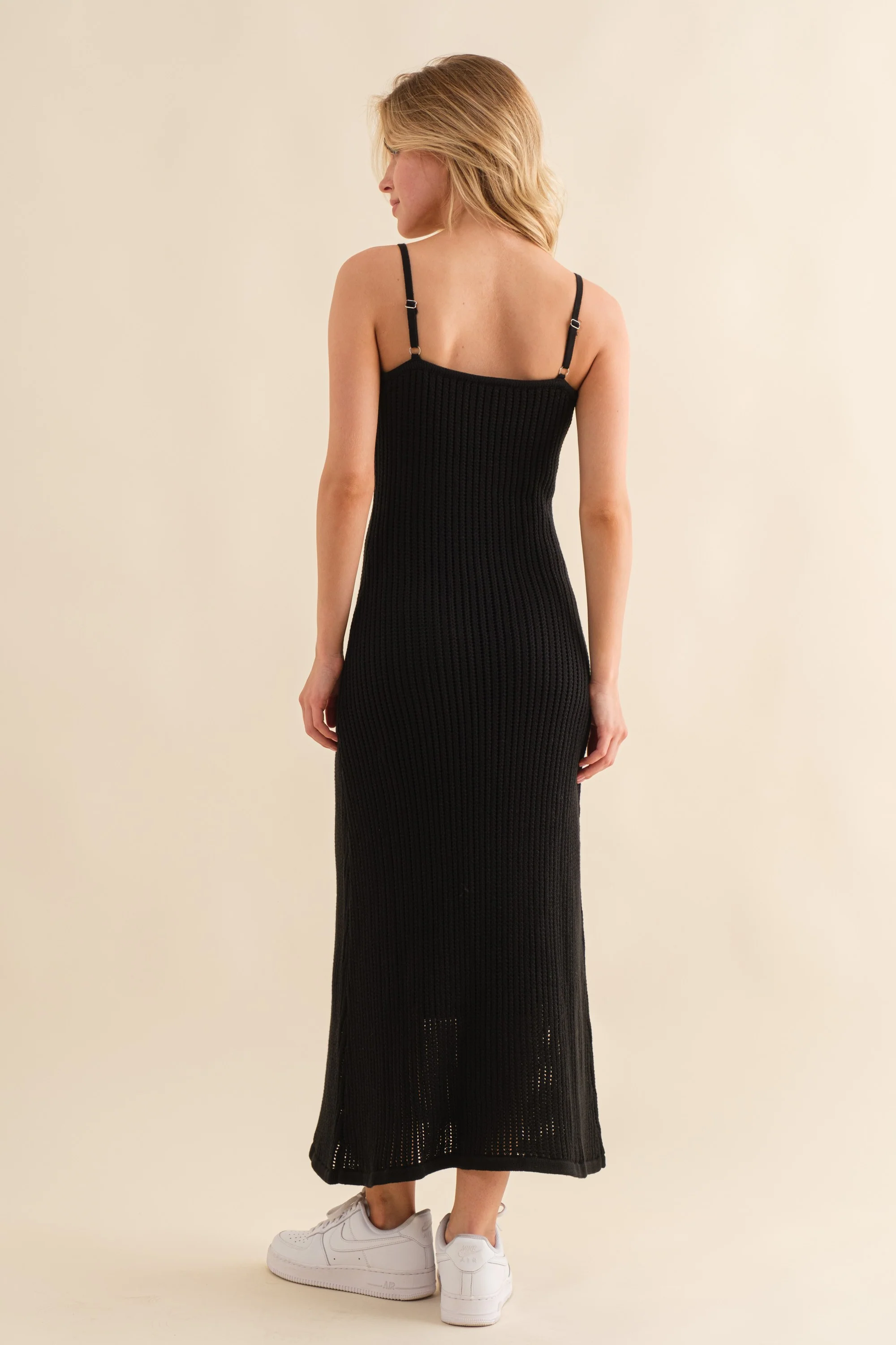 Knot your Girl Sweater Maxi Dress in black