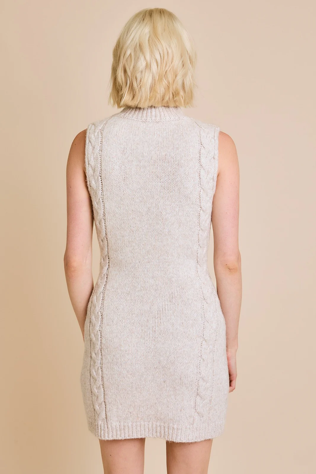 Oatmeal Cable Knit Mini Dress