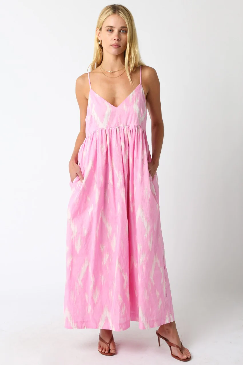Soft Pink Ikat Maxi Dress