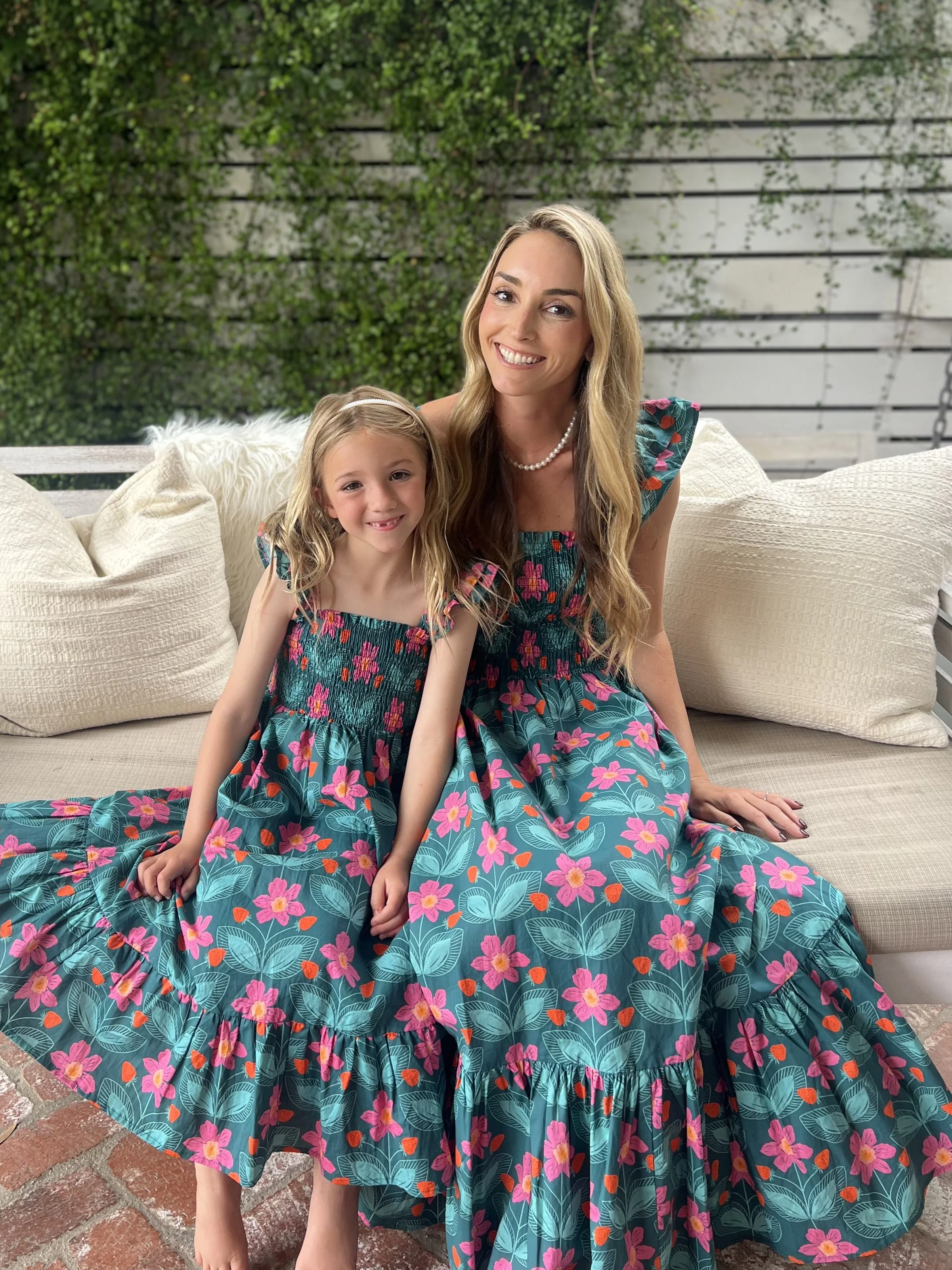 Mommy and Me Strawberry Fields Forever Smocked Top Dress Mommy Daughter Matching Bundle