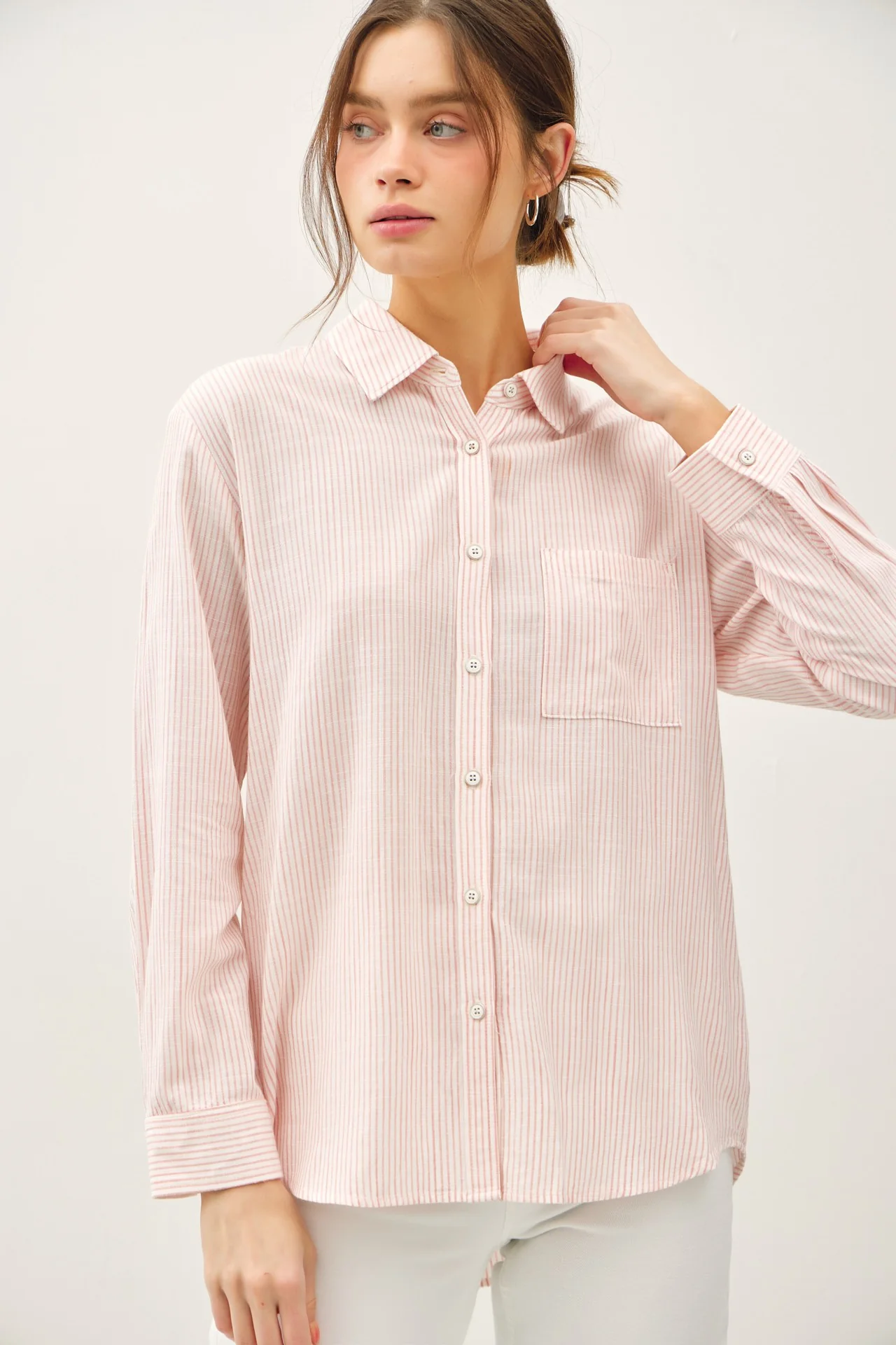 Coral Button Down Top