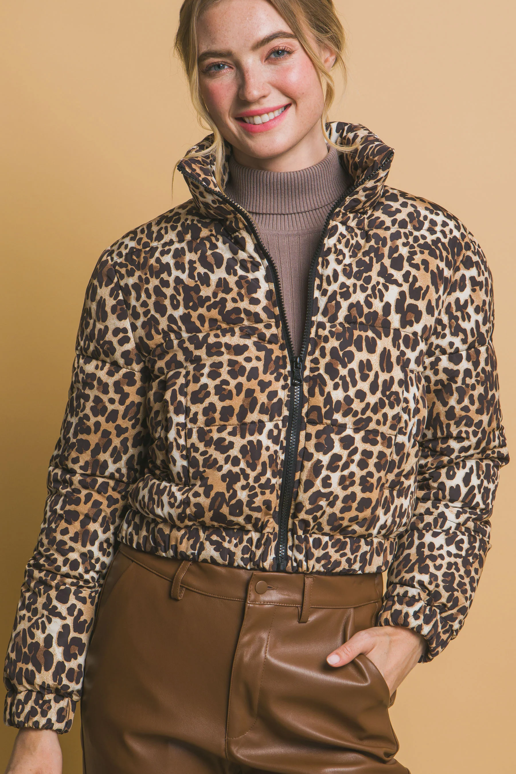 Animal Puffer Jacket in Camel FINAL SALE