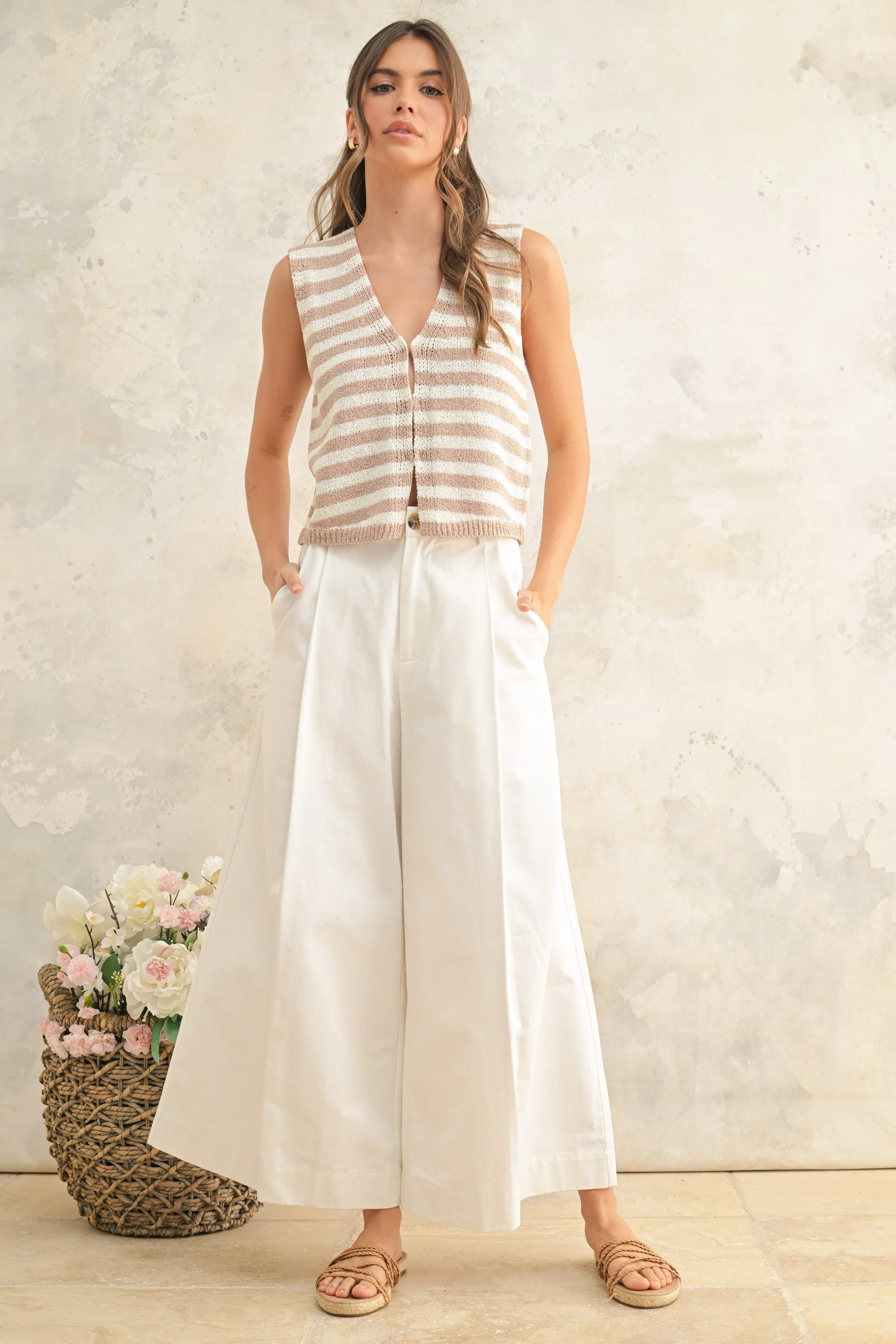 The Right Stripes Sweater Vest in Taupe