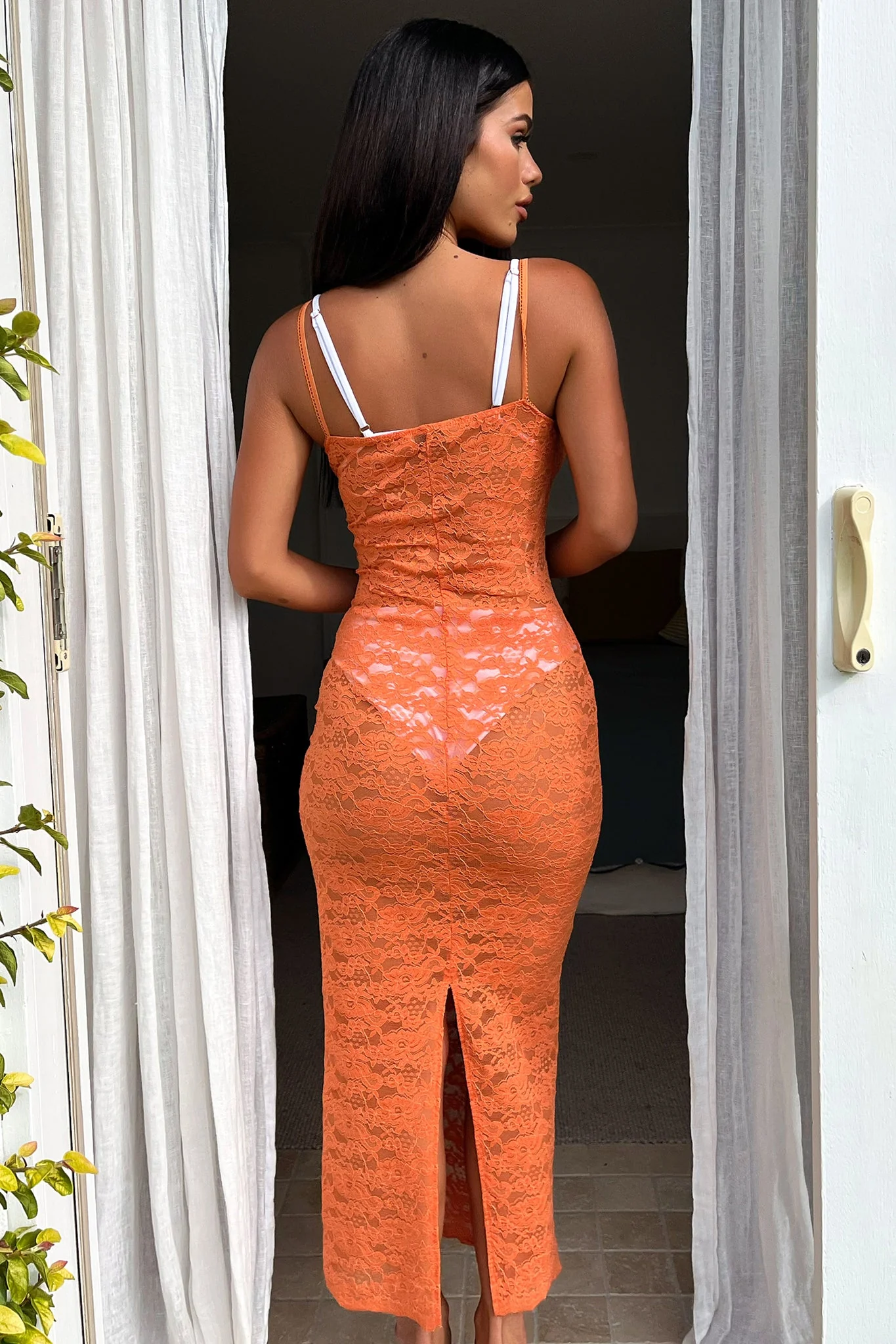 Destiny Midi Dress - Orange
