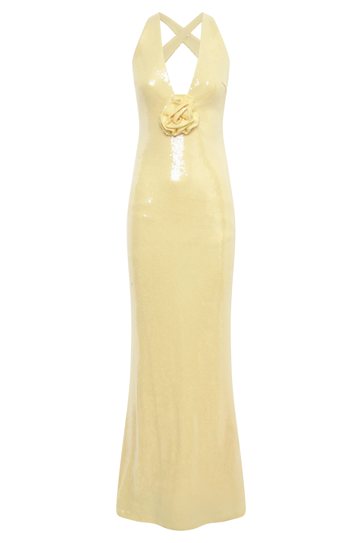 Eliza Rose Sequin Maxi Dress - Lemon