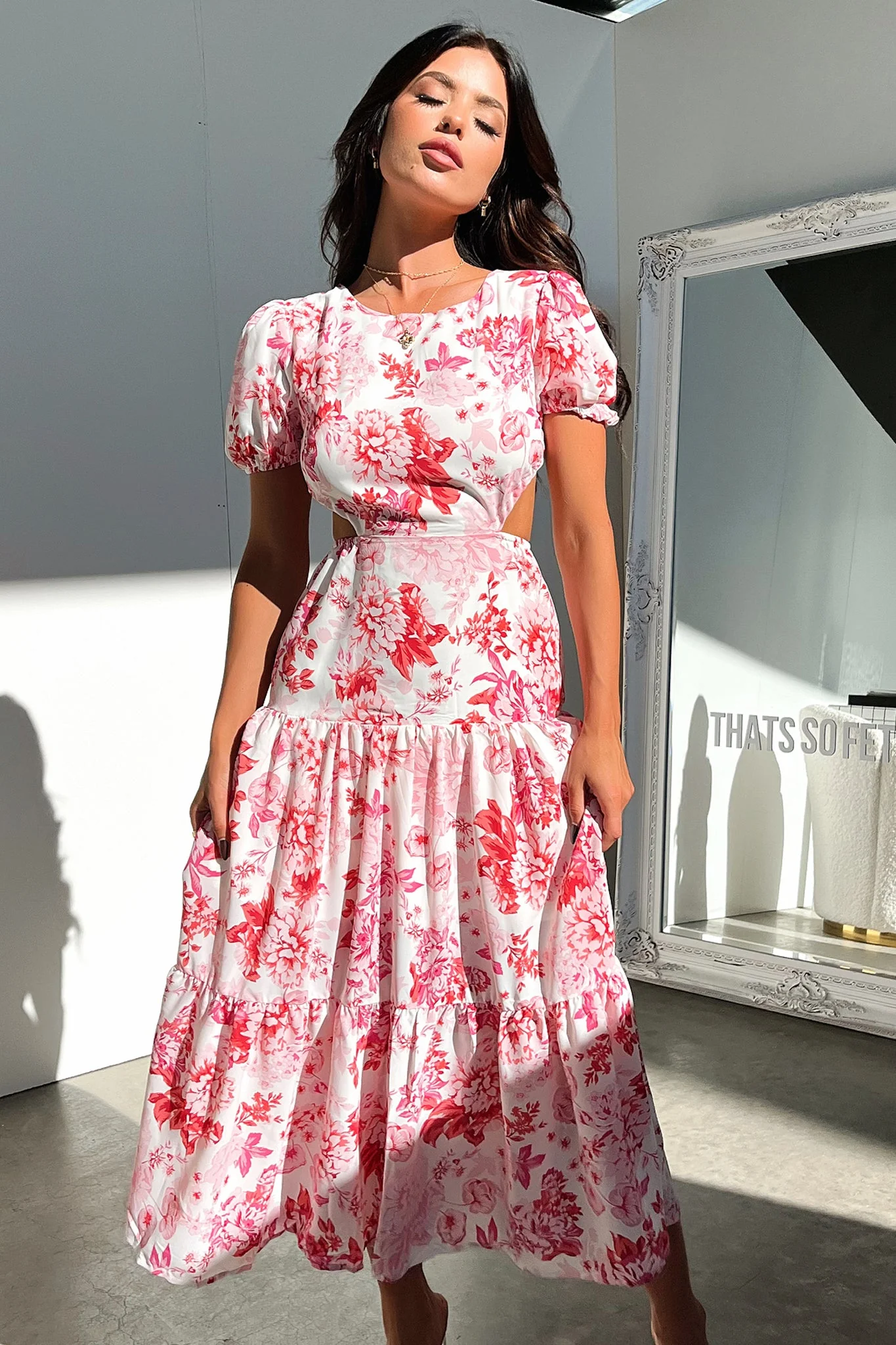Sakia Midi Dress - Pink Floral