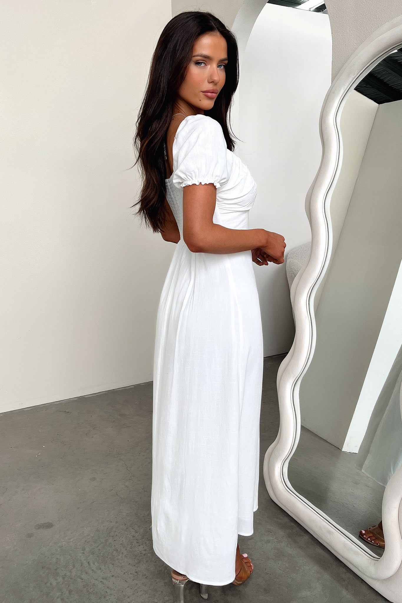 Solem Midi Dress - White Linen
