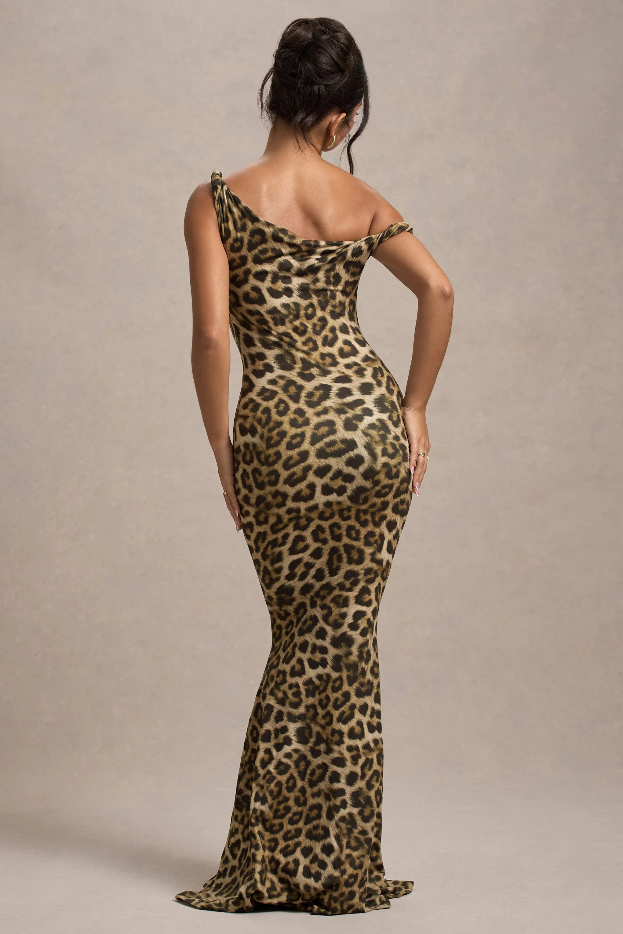 Lita | Leopard Print Twisted Asymmetric Maxi Dress