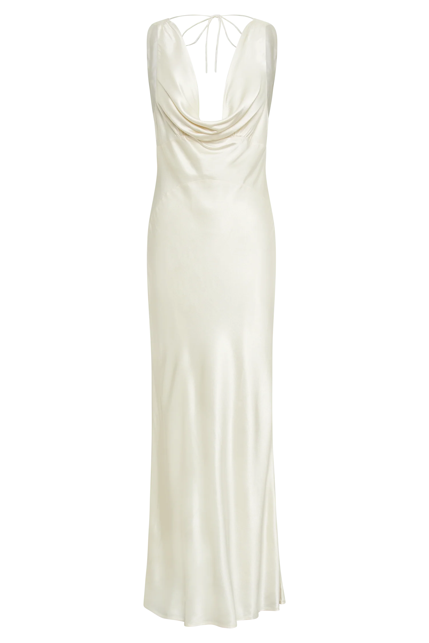 Angelique Satin Cowl Back Maxi Dress - Ivory