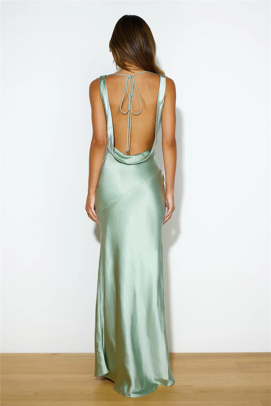Special Guest Satin Maxi Dress Sage