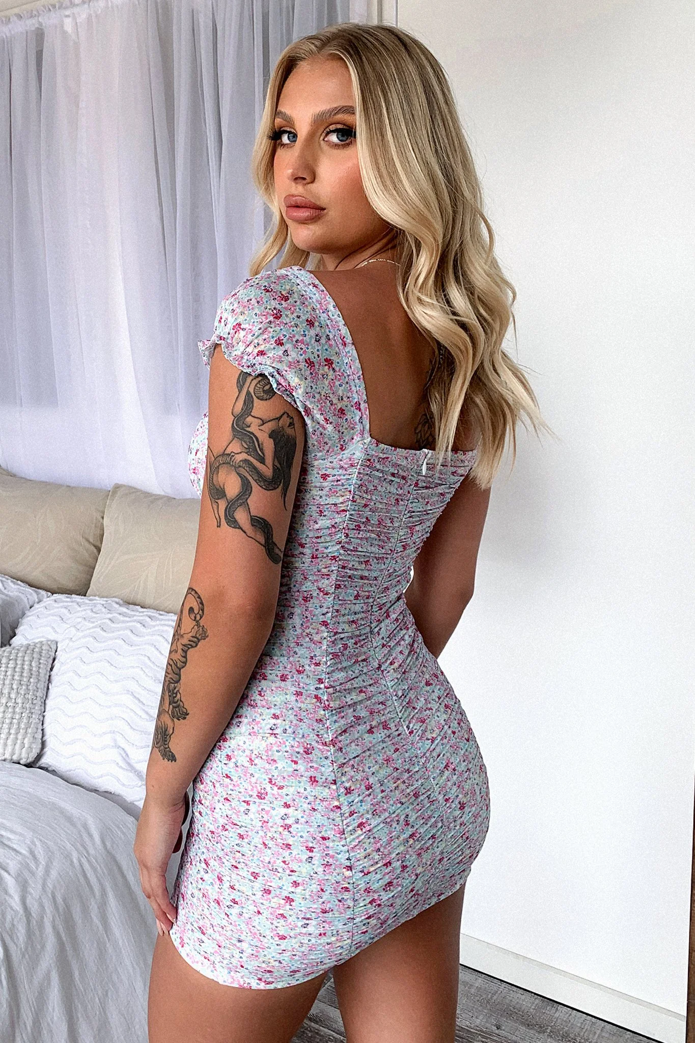 Meeta Dress - Blue Floral Print