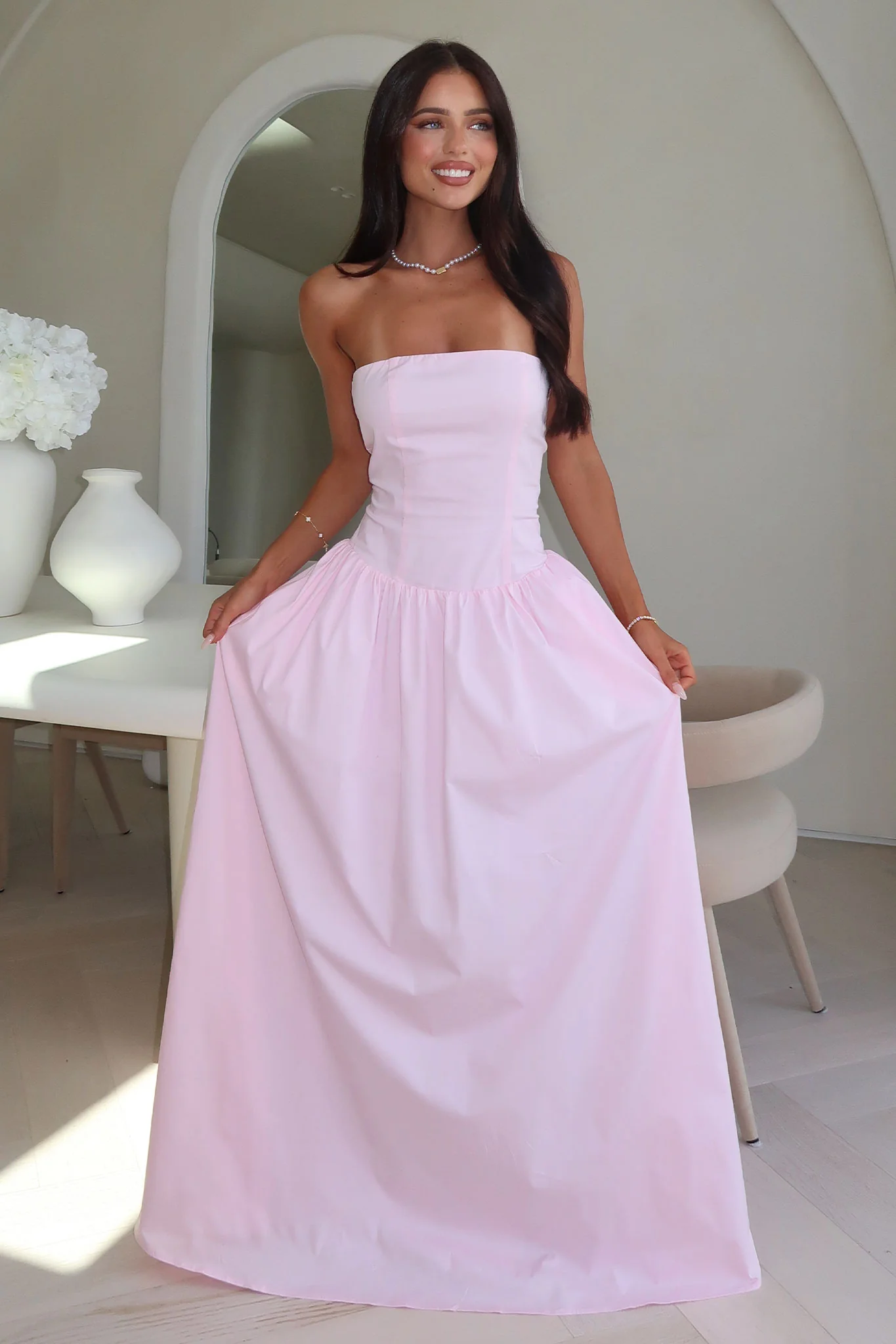 Iridessa Strapless Maxi Dress - Baby Pink