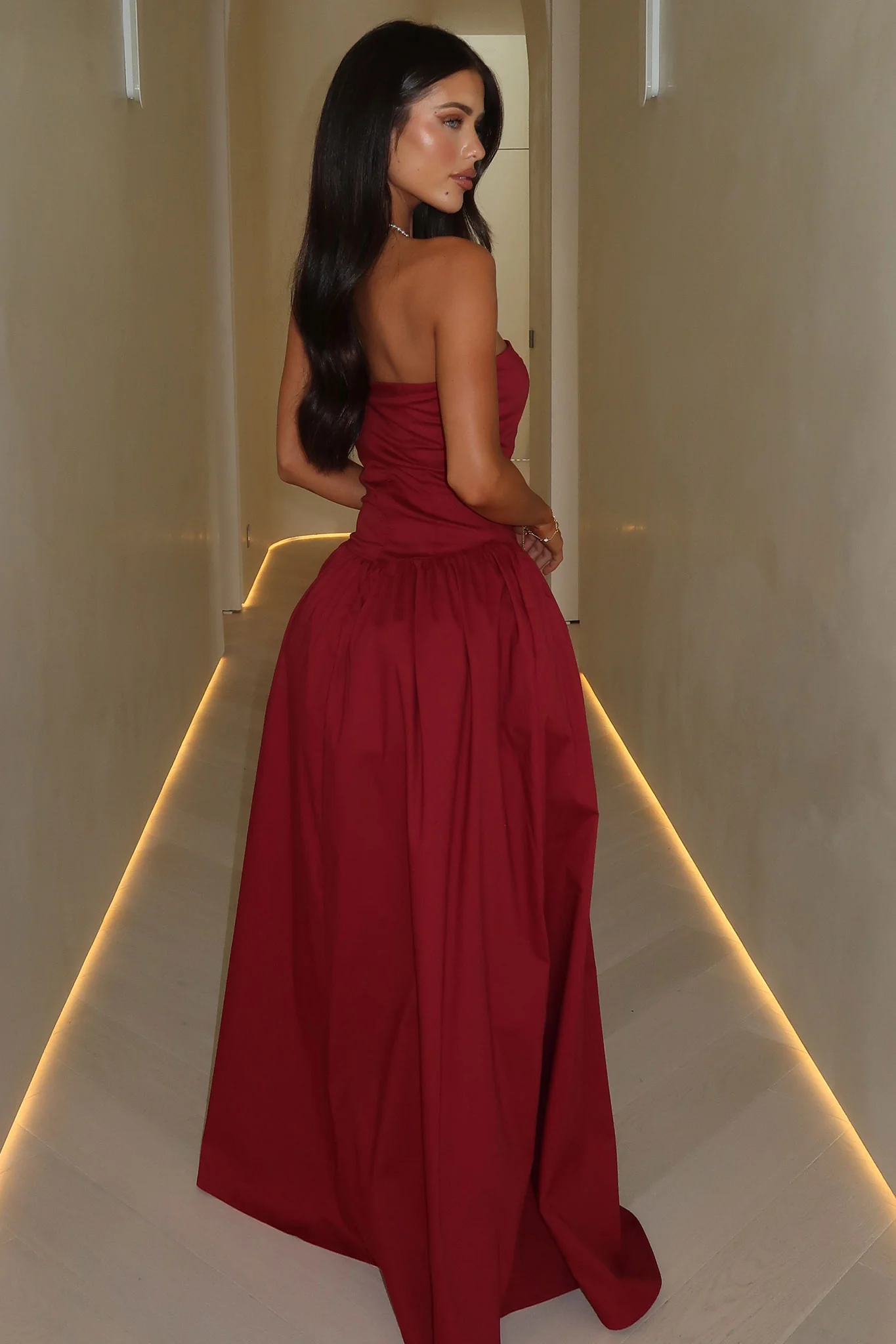 Iridessa Strapless Maxi Dress - Burgundy