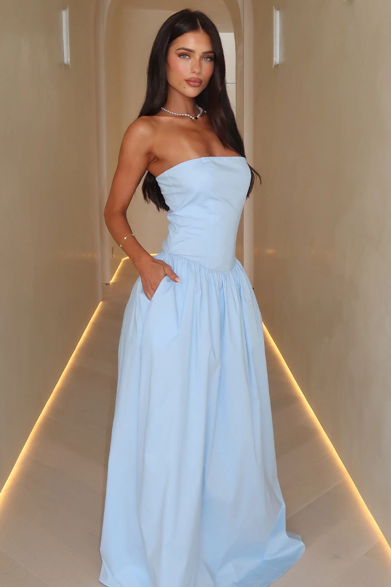 Iridessa Strapless Maxi Dress - Baby Blue