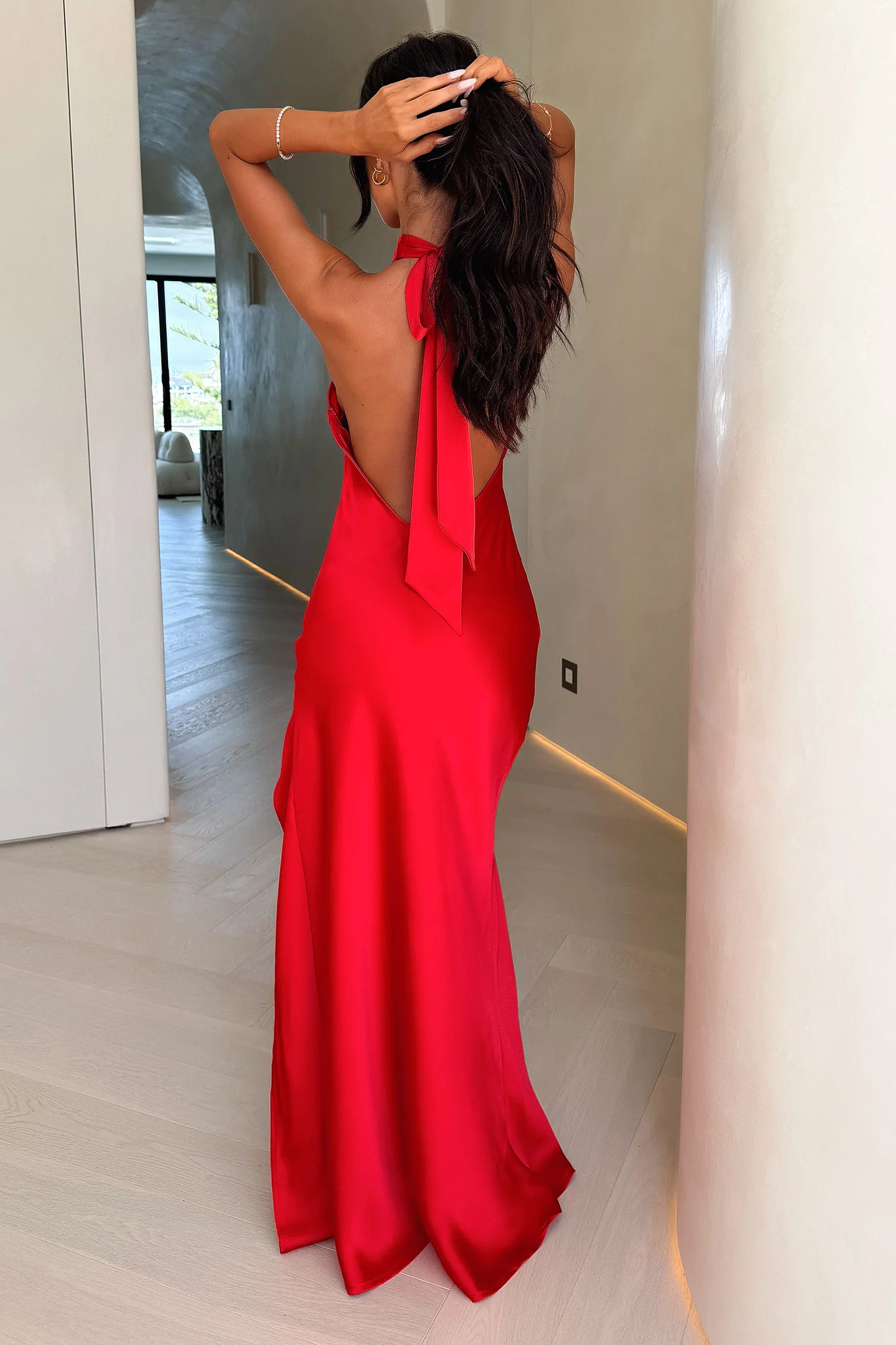 Darby High Neck Maxi Dress - Red