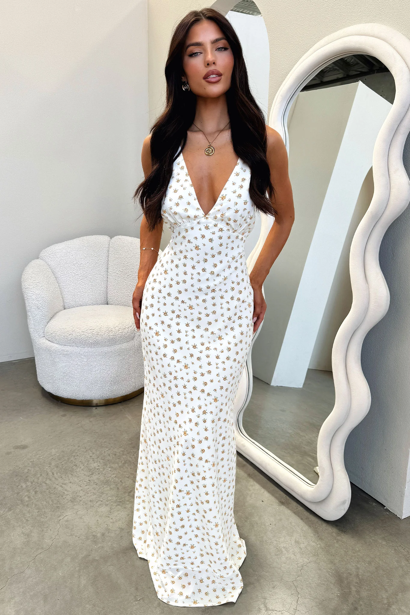 Naf V-Neck Maxi Dress - Yellow Floral