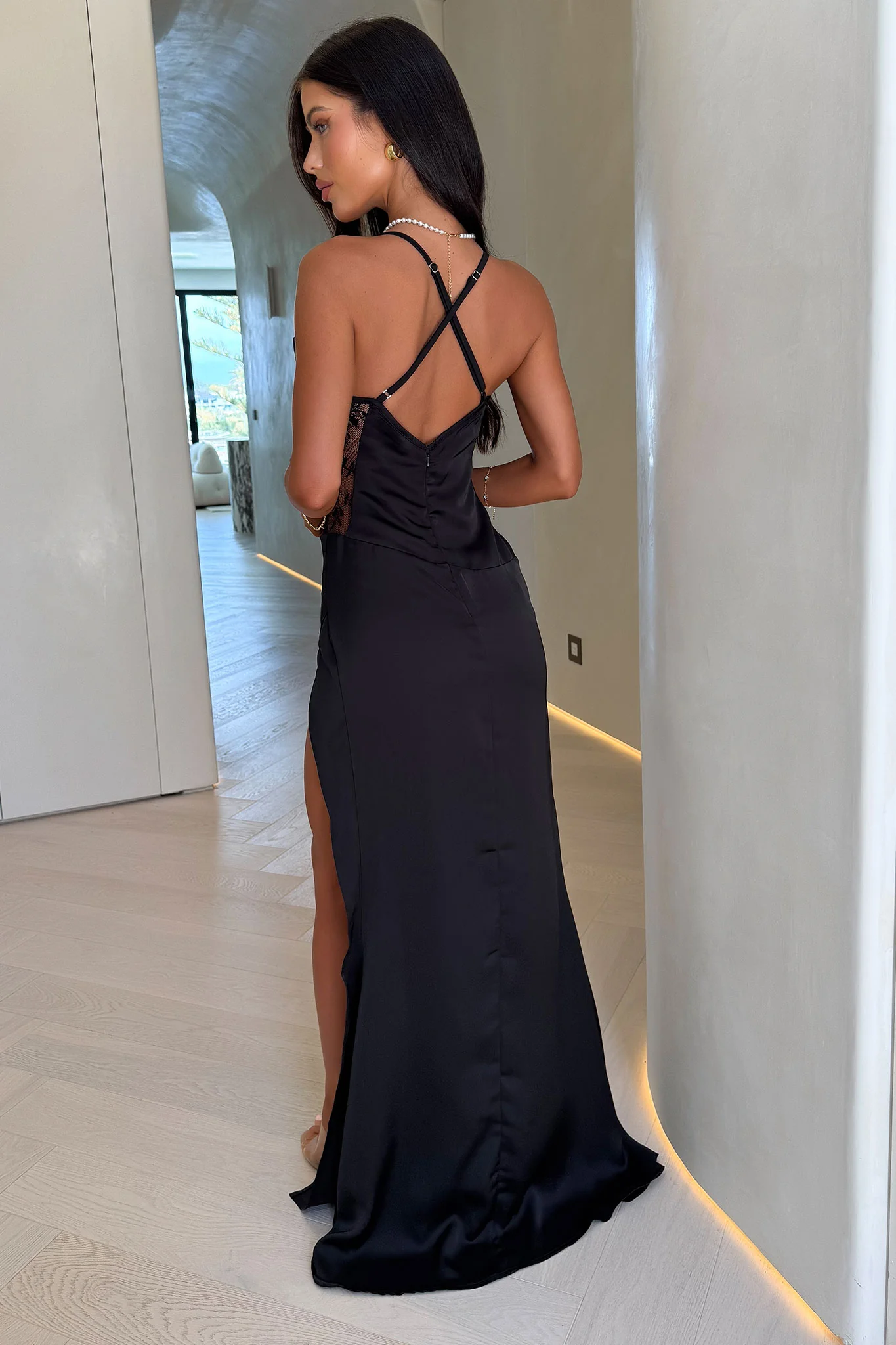 Sonnet Satin Maxi Dress - Black