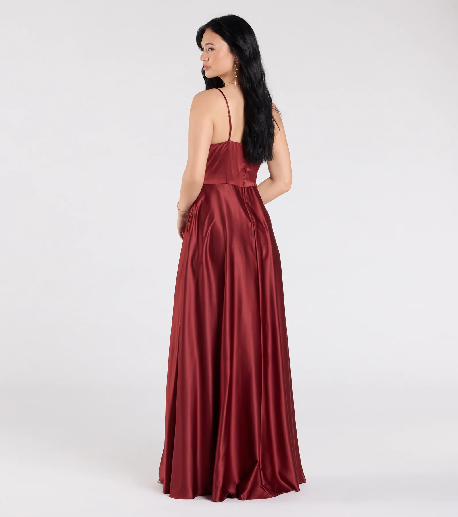 Marcella A-Line Slit Satin Formal Dress