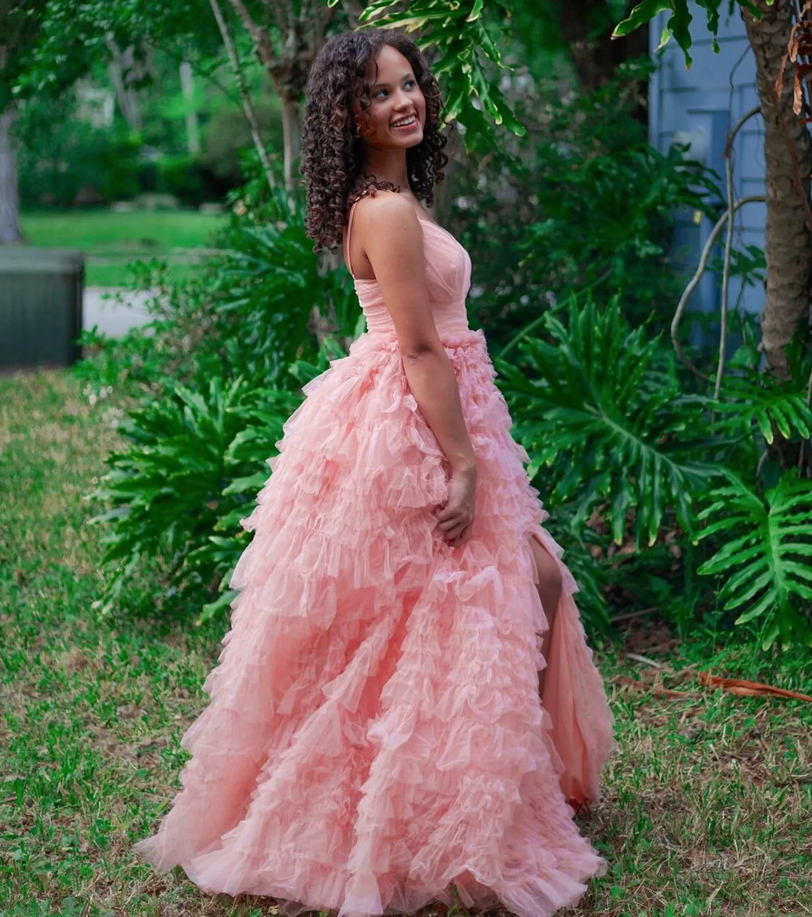 Amabella Ruffled Glitter Tulle Ball Gown