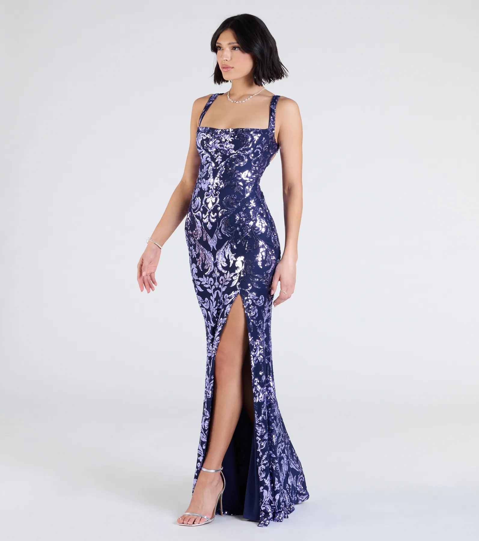 Moira Lace-Up Sequin Formal Dress