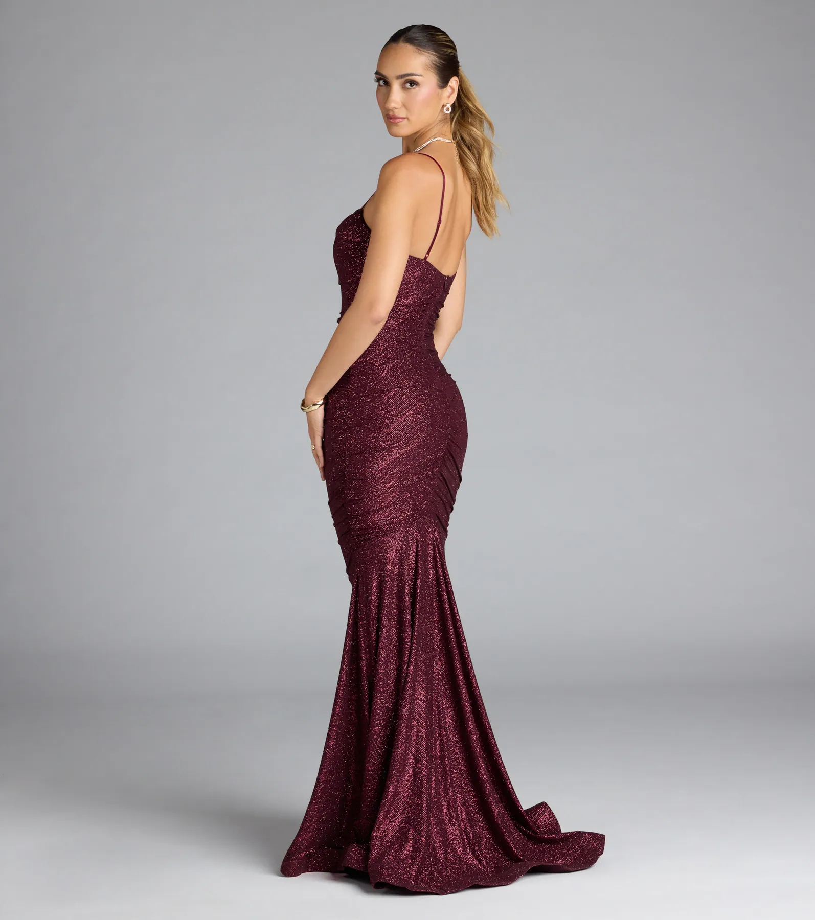 Azzura Cowl Neck Mermaid Glitter Formal Dress