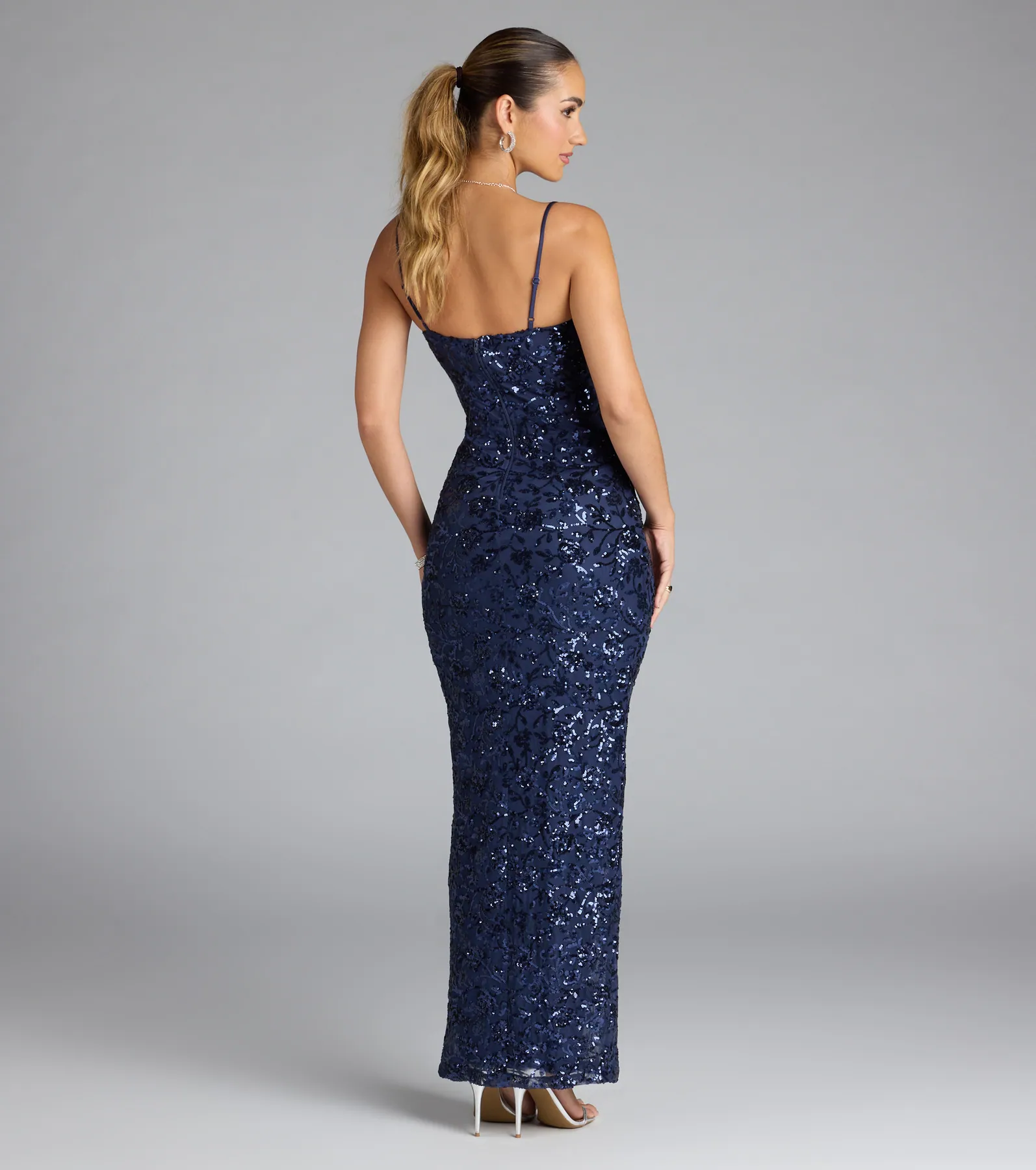 Jolie Sequin Slit Formal Dress