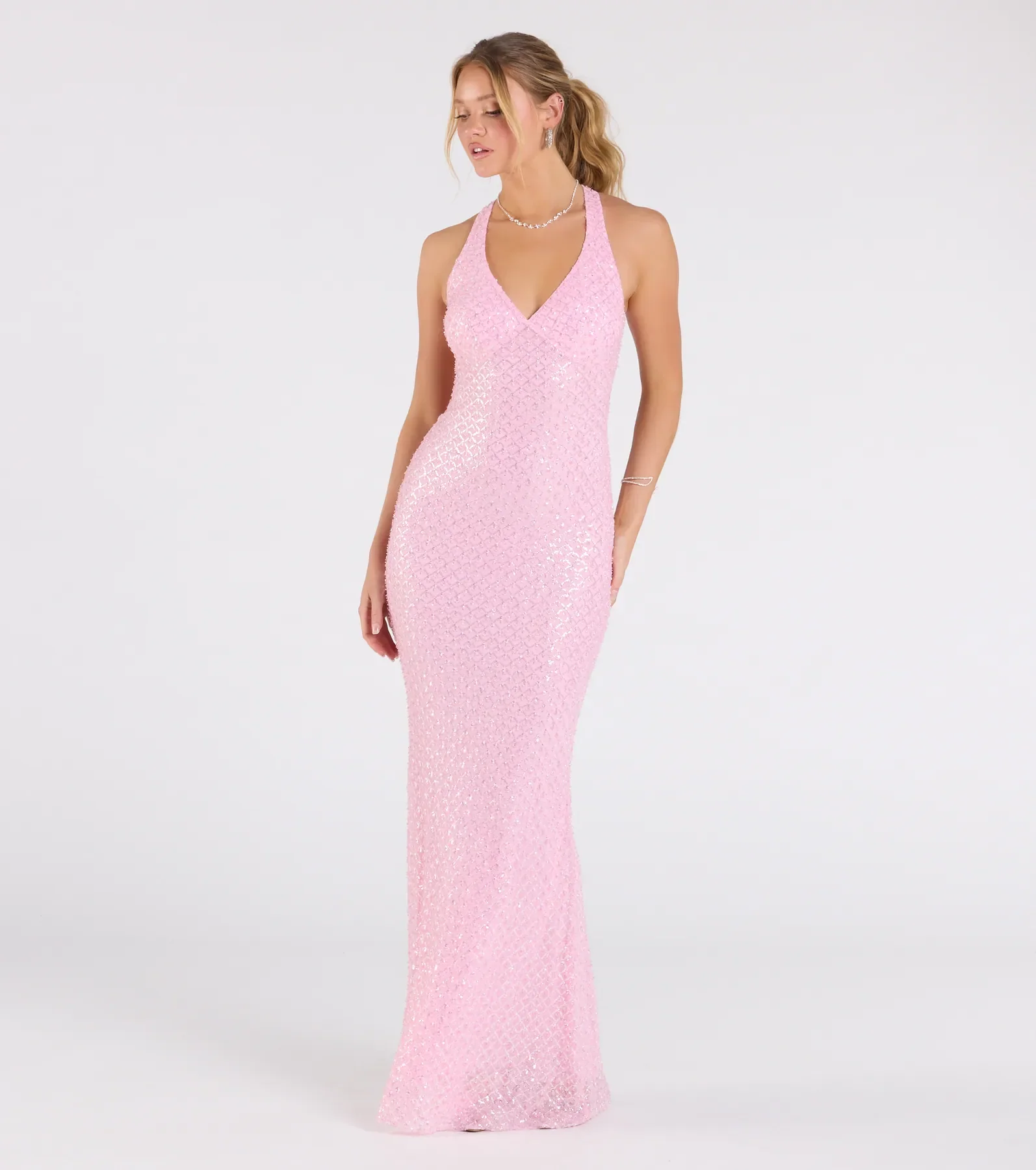 Vanessa Open Back Mermaid Sequin Formal Dress