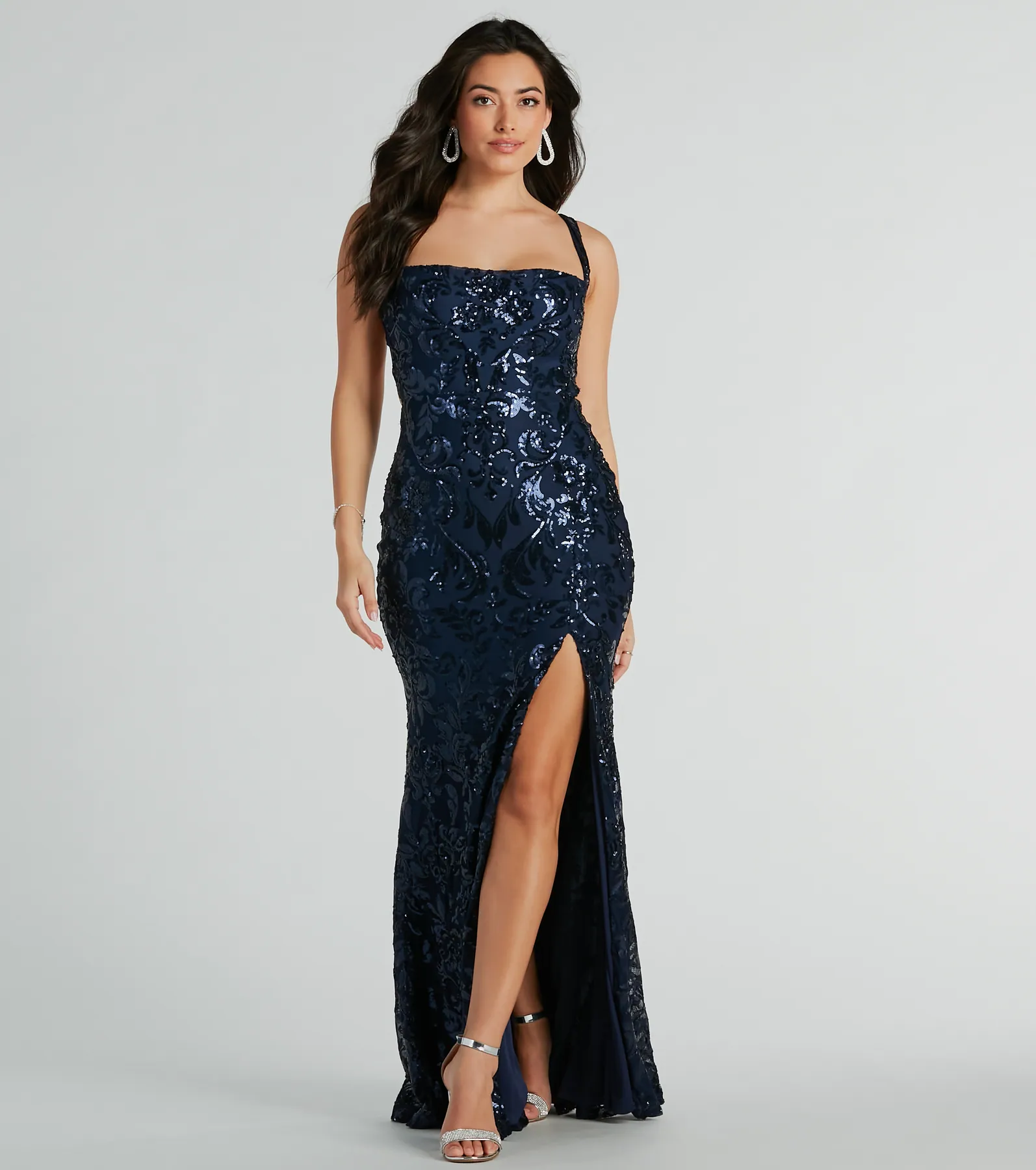 Moira Lace-Up Sequin Formal Dress