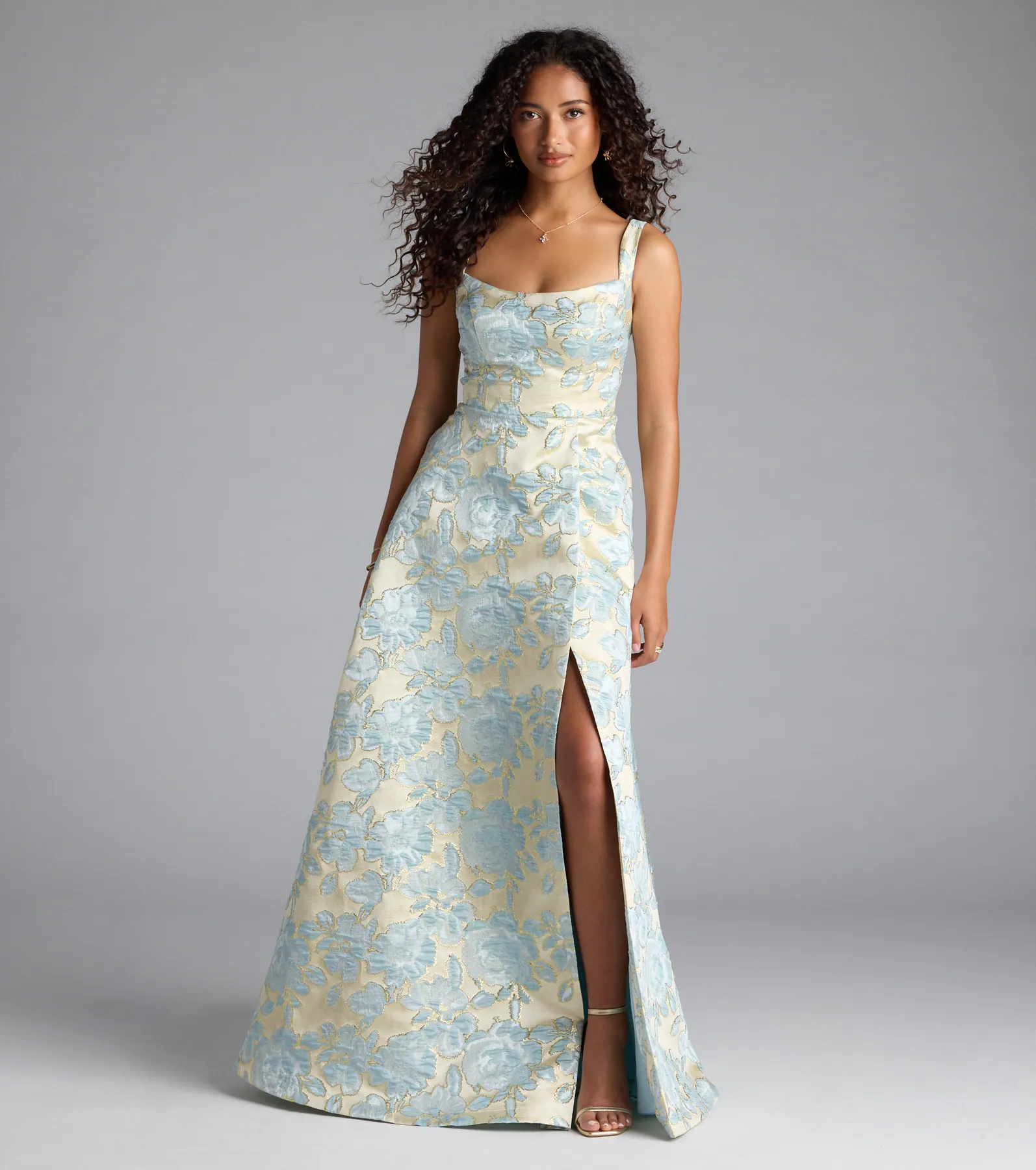 Lulabelle Lace-Up Slit A-Line Formal Dress