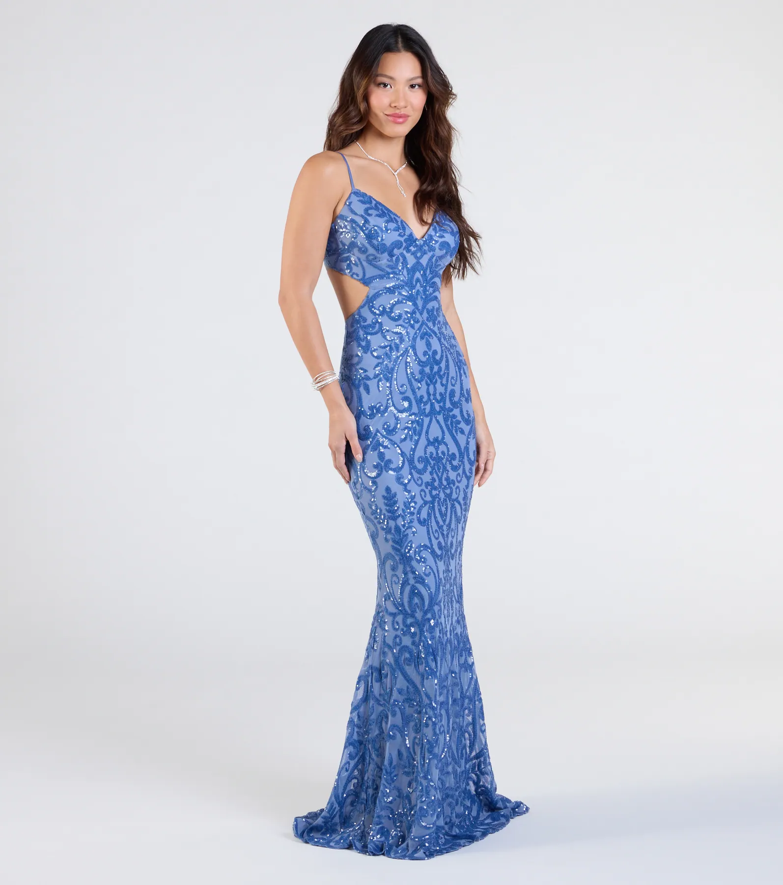 Jenny Cutout Open Back Mermaid Sequin Formal Dress