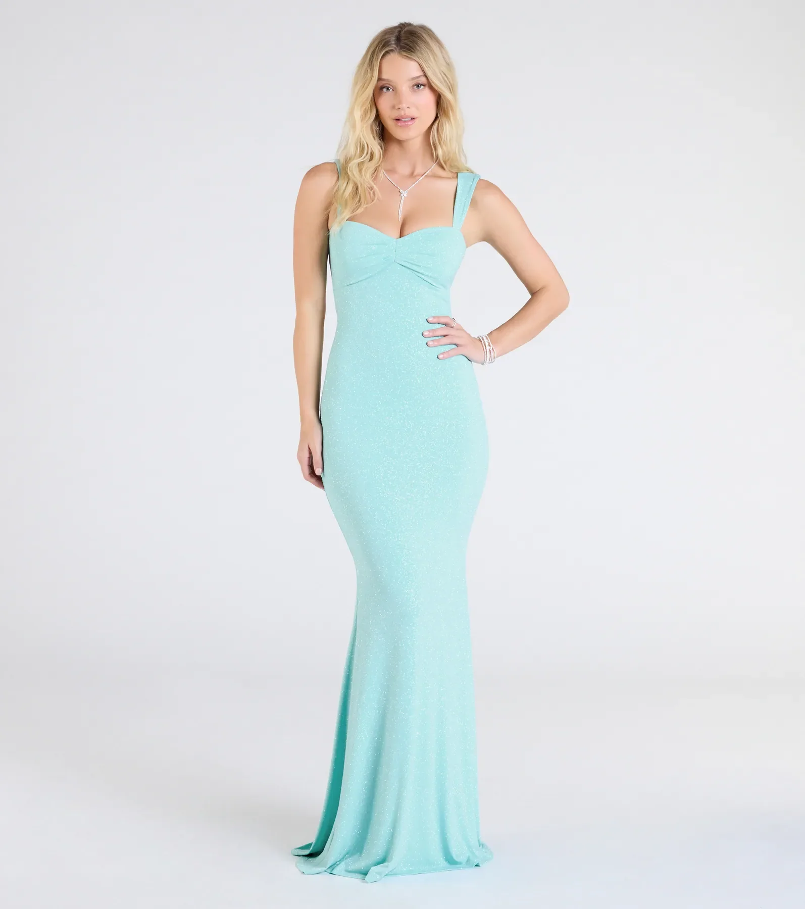Halie Open Back Mermaid Glitter Formal Dress