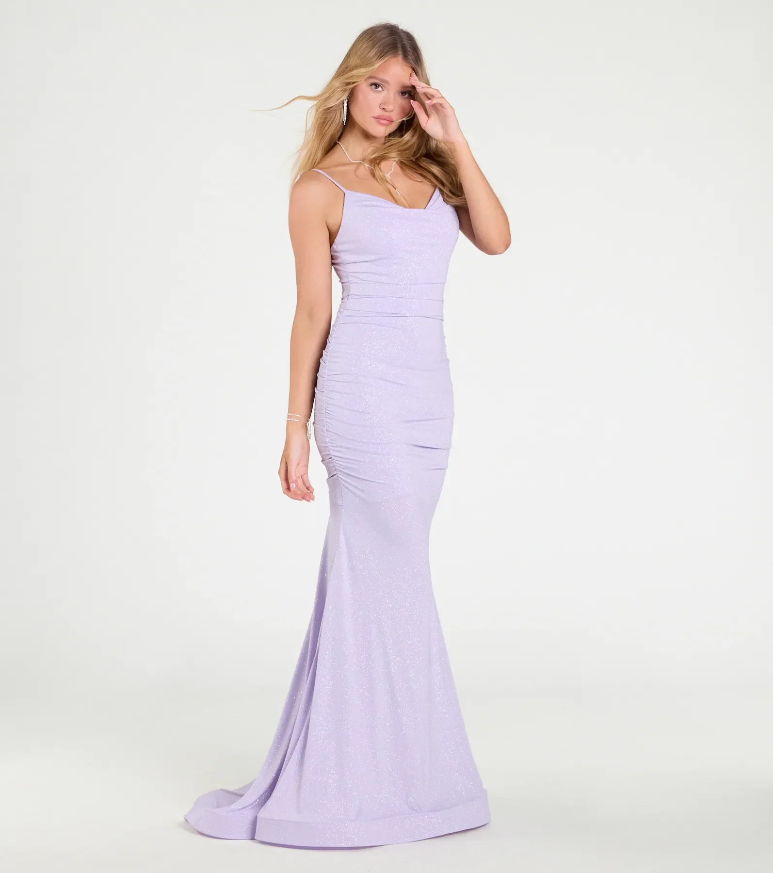 Klarissa Cowl Neck Mermaid Glitter Formal Dress